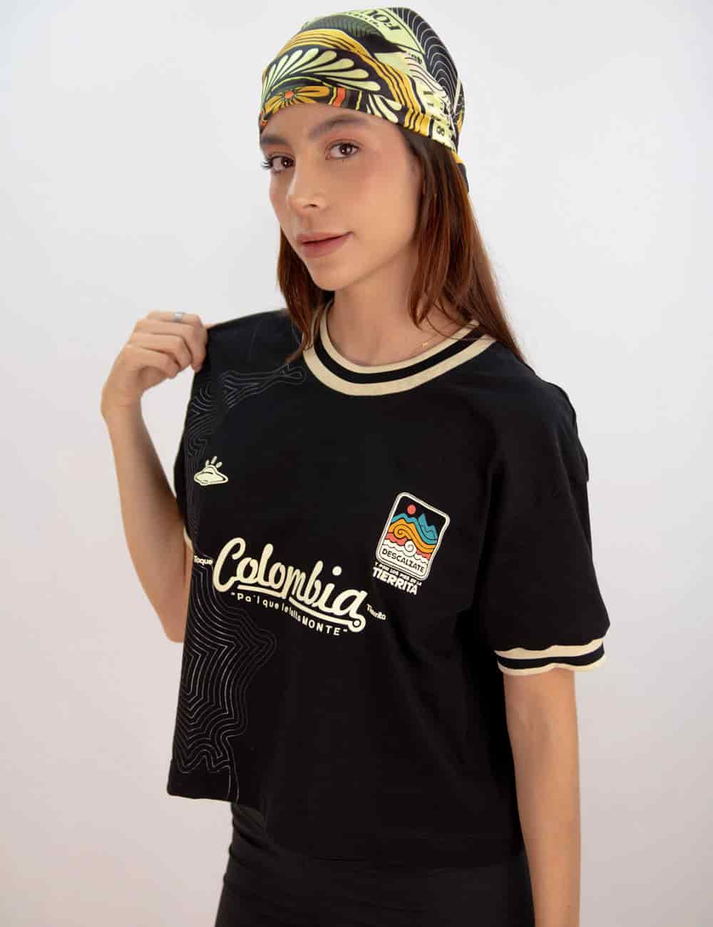 Camiseta Oversized Colombia negro Mujer - miniatura 4