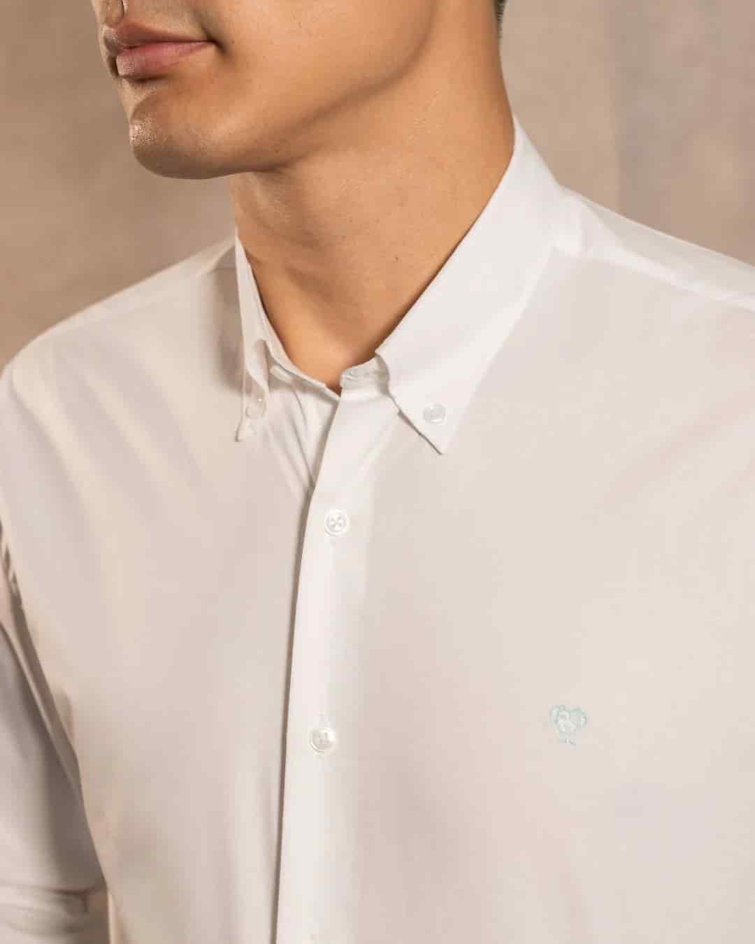 Camisa Antimanchas Popelina Blanco Logo Azul Claro - miniatura 6
