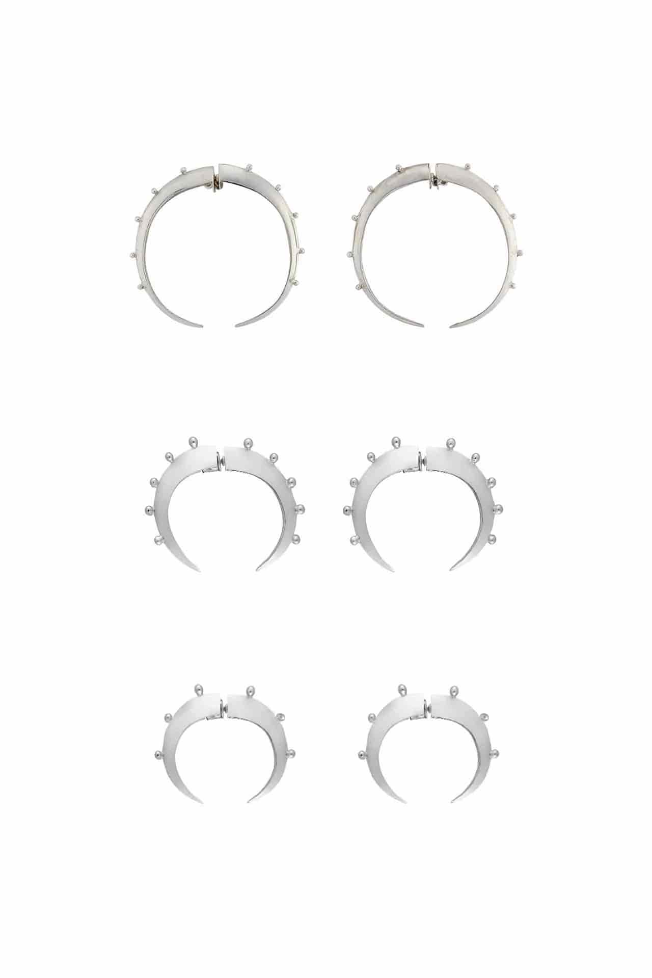Mini Crescent Hoops Silver - miniatura 3