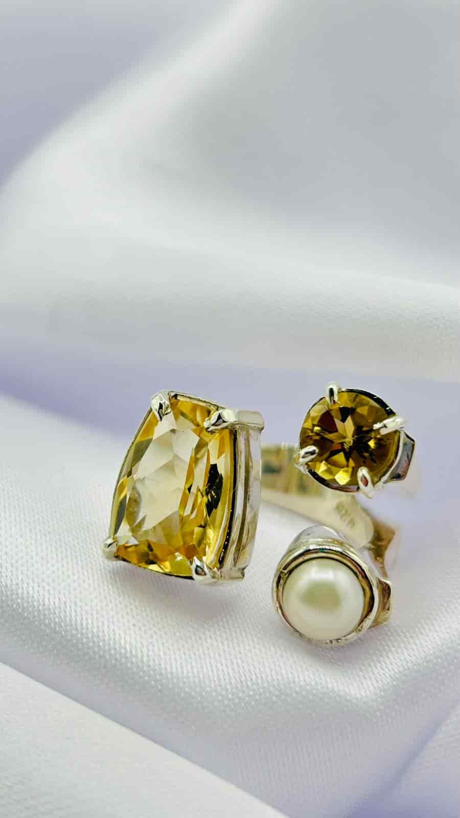 Anillo triple, Citrino y Perla Colección Llénate de Color - miniatura 1
