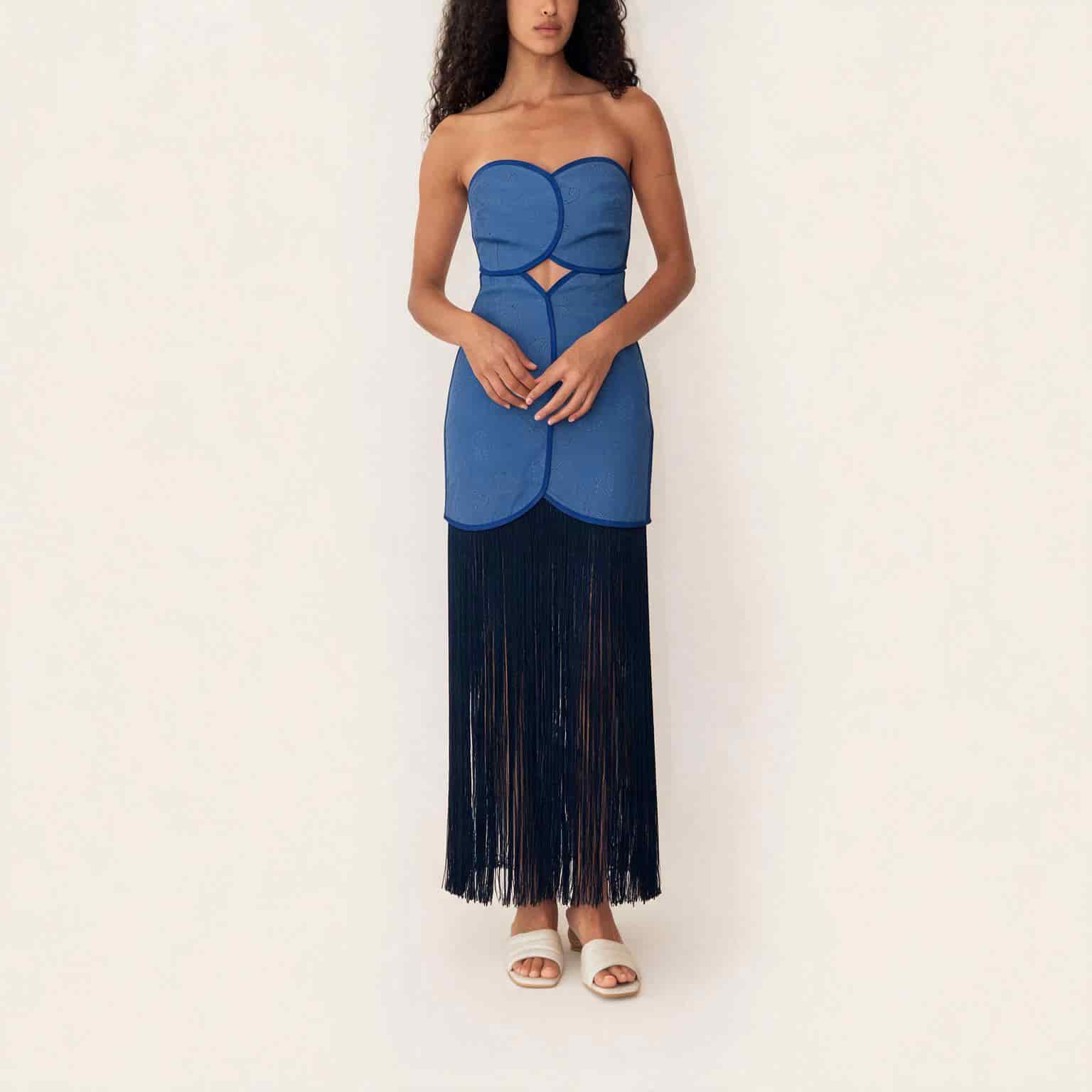 JOAQUINA DRESS DEEP SEA BLUE SEASHELLS - miniatura 3