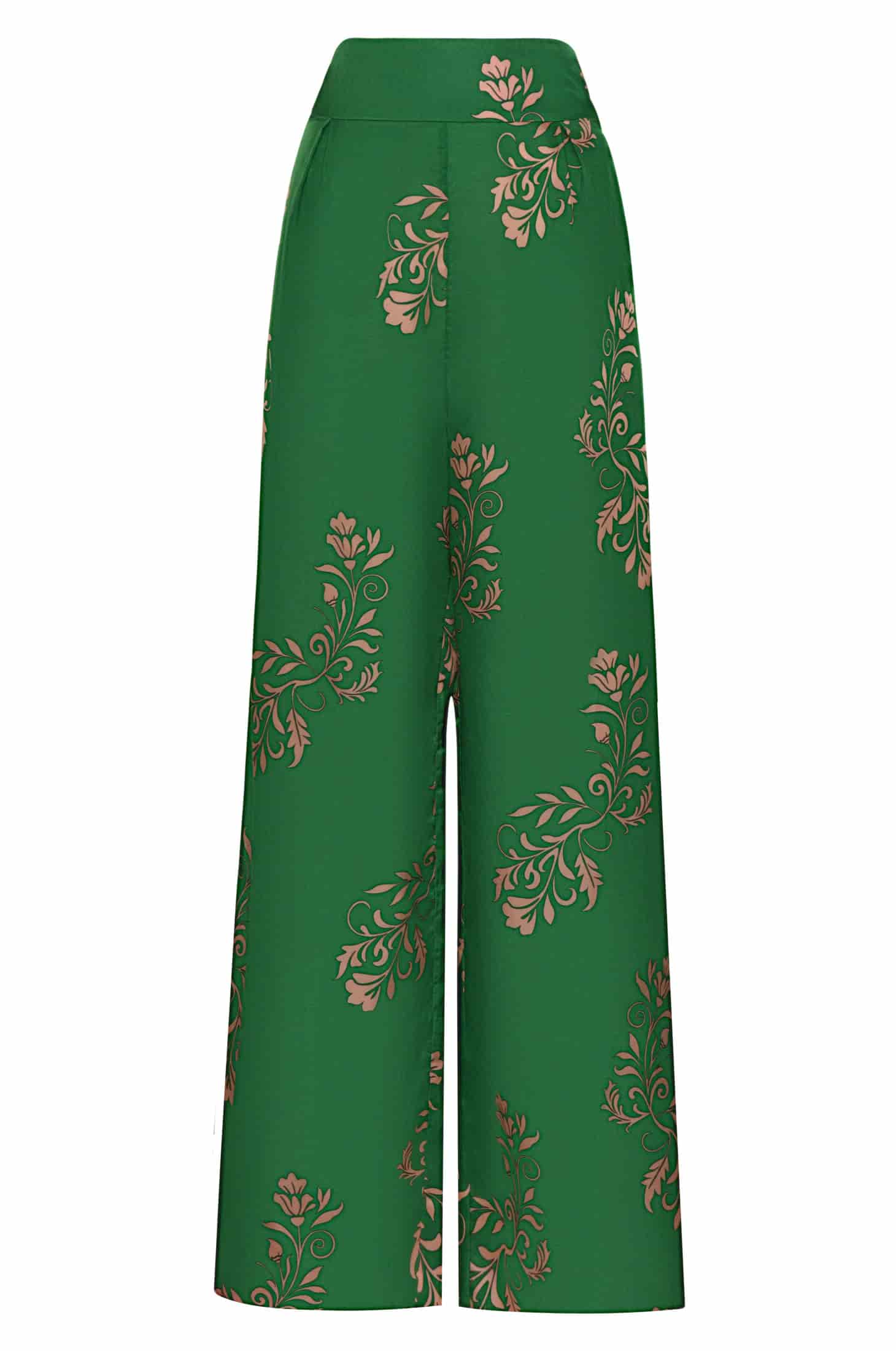 Fiol Cotton Silk Pants / Green Buganvilias - miniatura 1