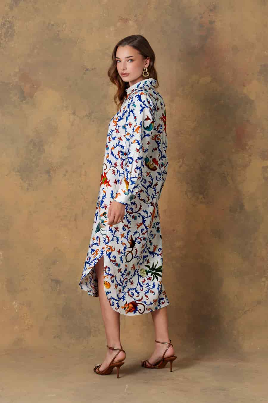 Women's dress linen chiron white - miniatura 8