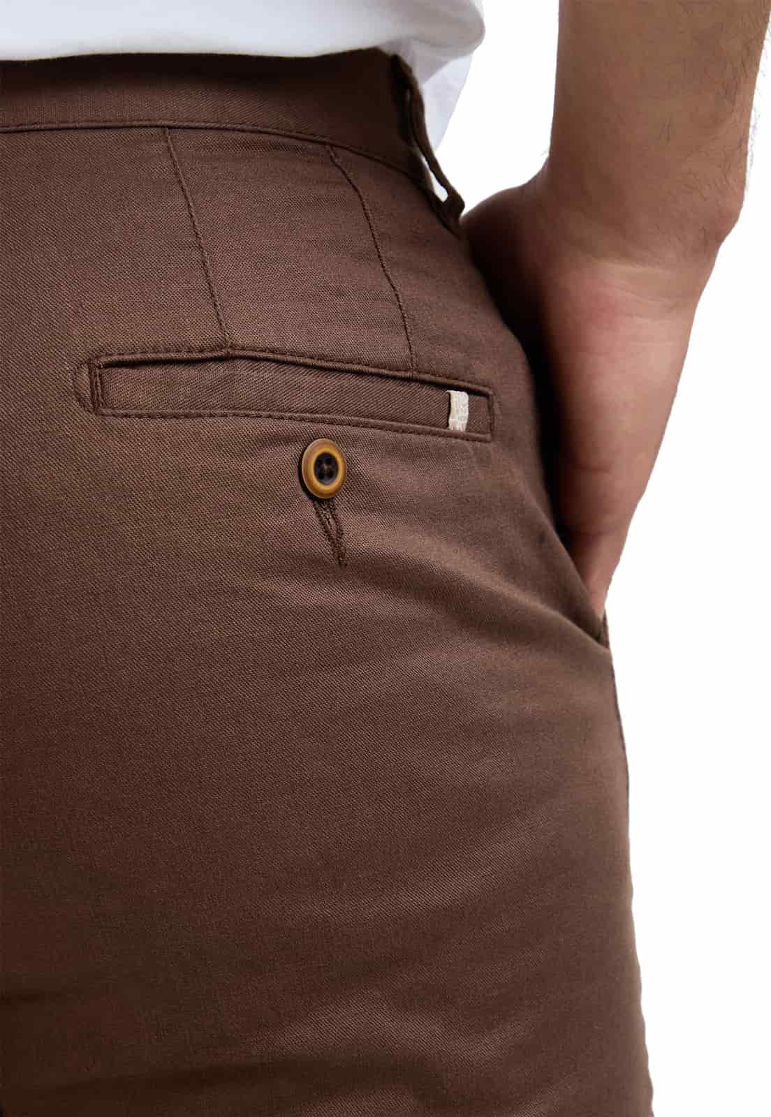 Pantalon dril cafe con spandex - miniatura 4