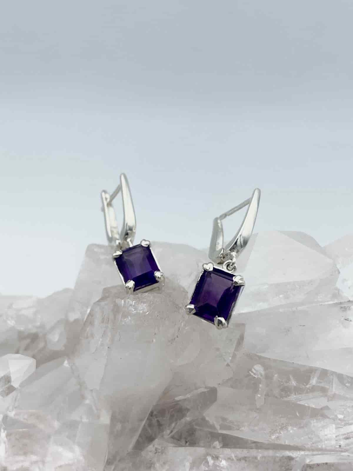 Aretes diseño Candongas Amatista rectangulares - miniatura 1