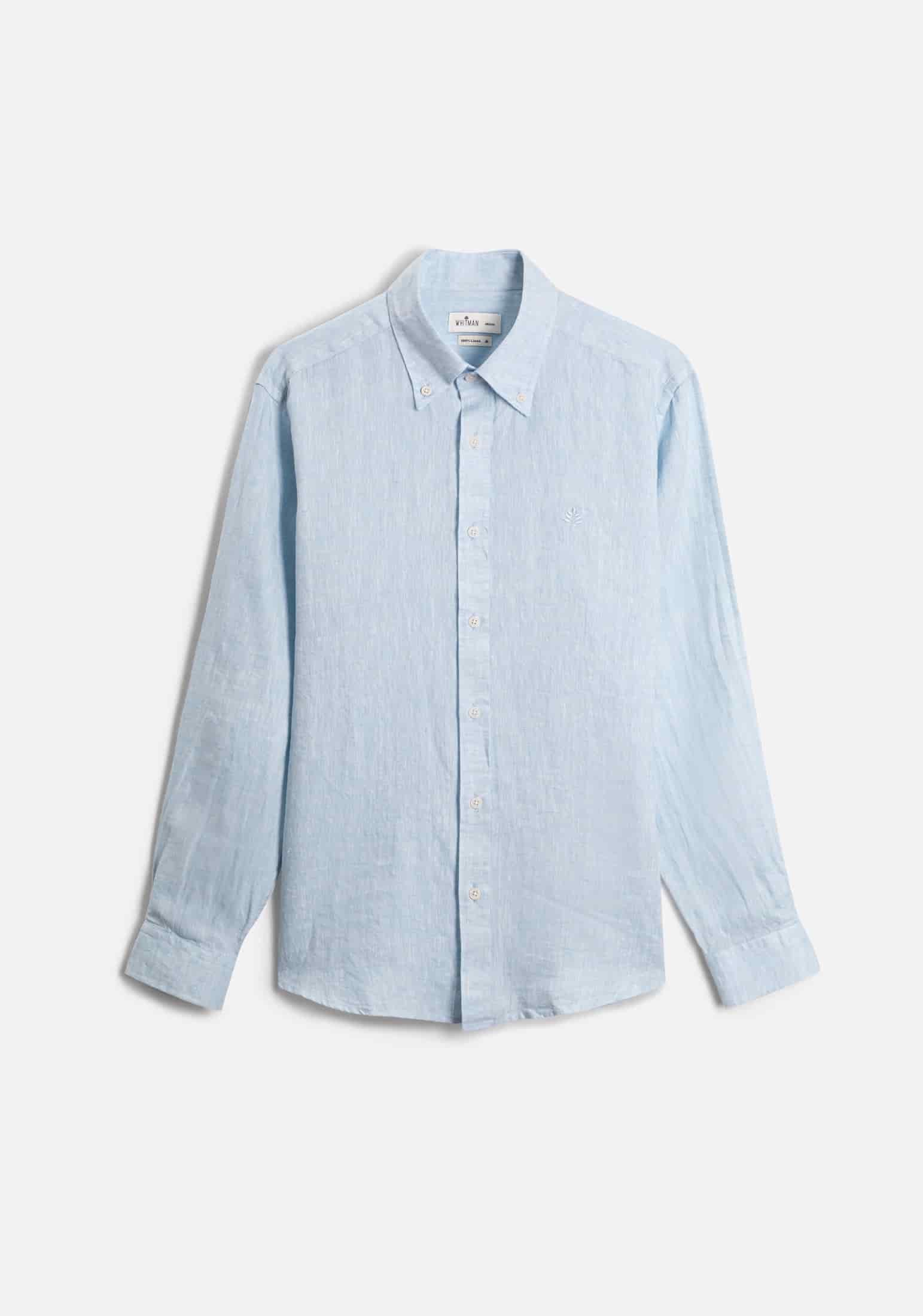 Camisa Lino CBD Azul Celeste L-Atn - miniatura 1