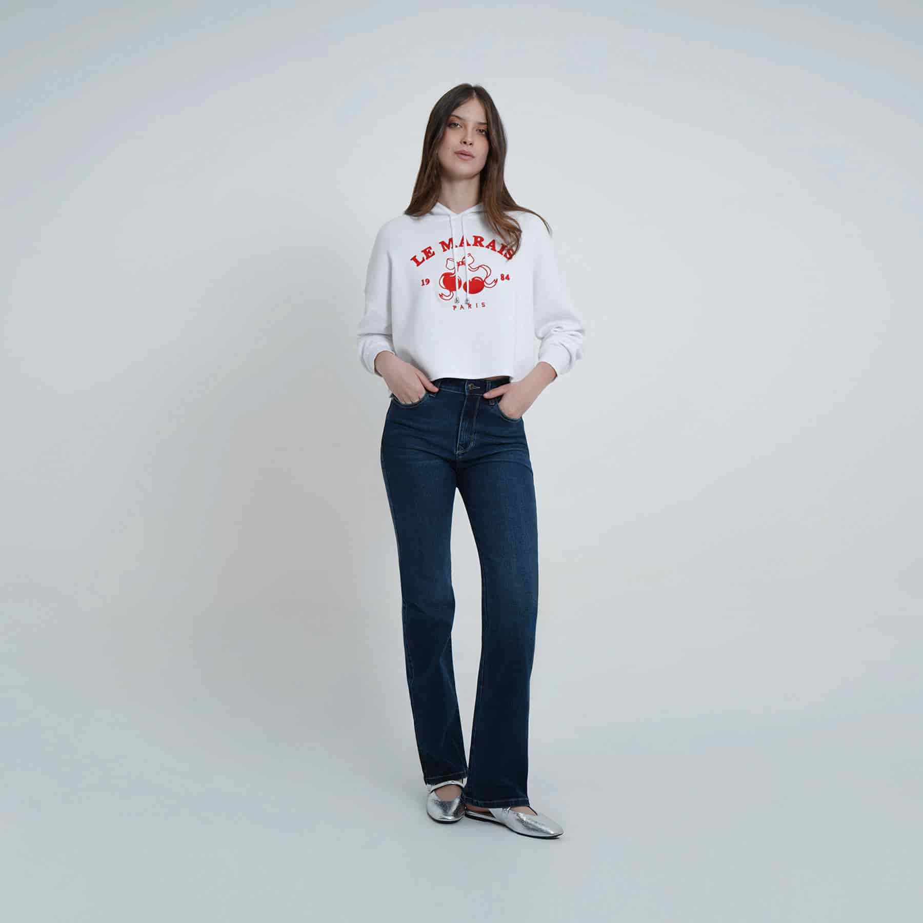 Buzo sudadera crop con capucha bordado Berry - miniatura 4
