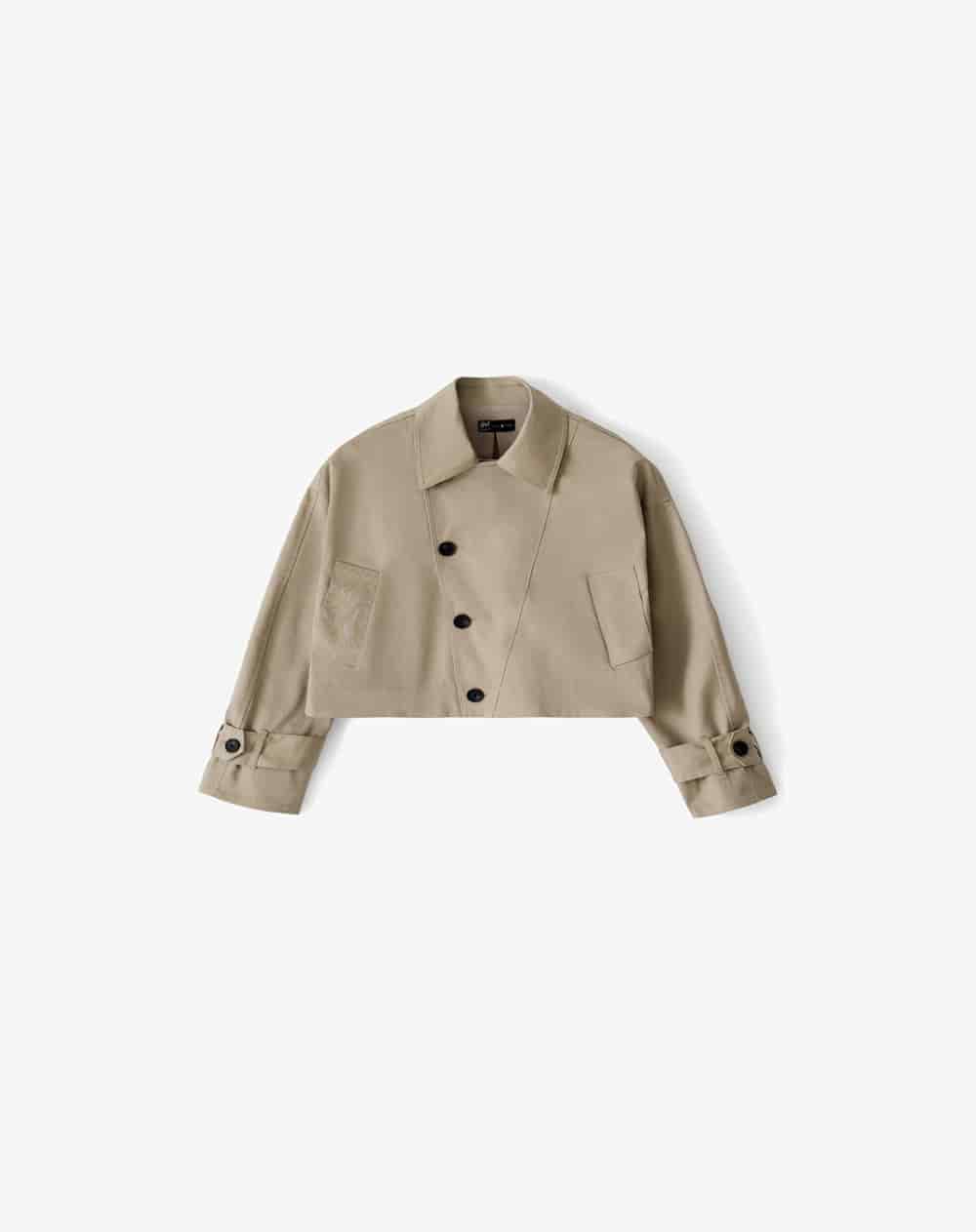 Chaqueta regular sin capucha kaki mujer - miniatura 1