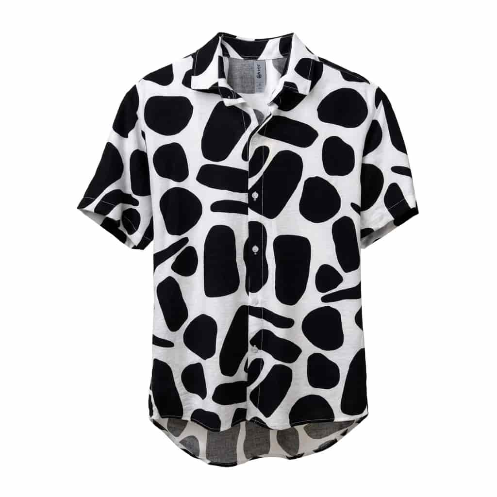 Camisa Cuello Clasico Estampada Blanco/Negro JO021 - miniatura 3