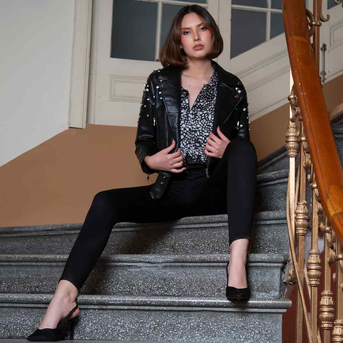 Chaqueta Sintetica Biker Crystal - miniatura 1