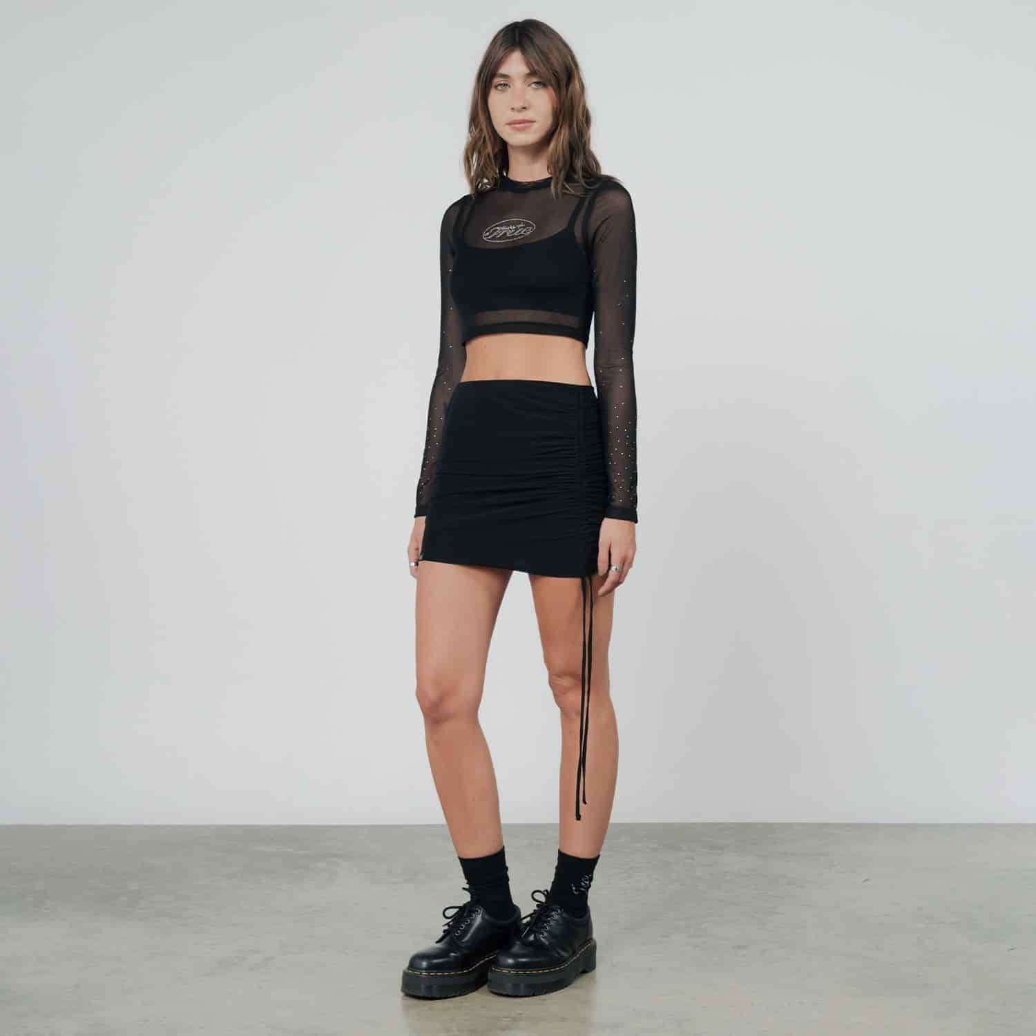 Mesh Mini Skirt - Black - miniatura 3