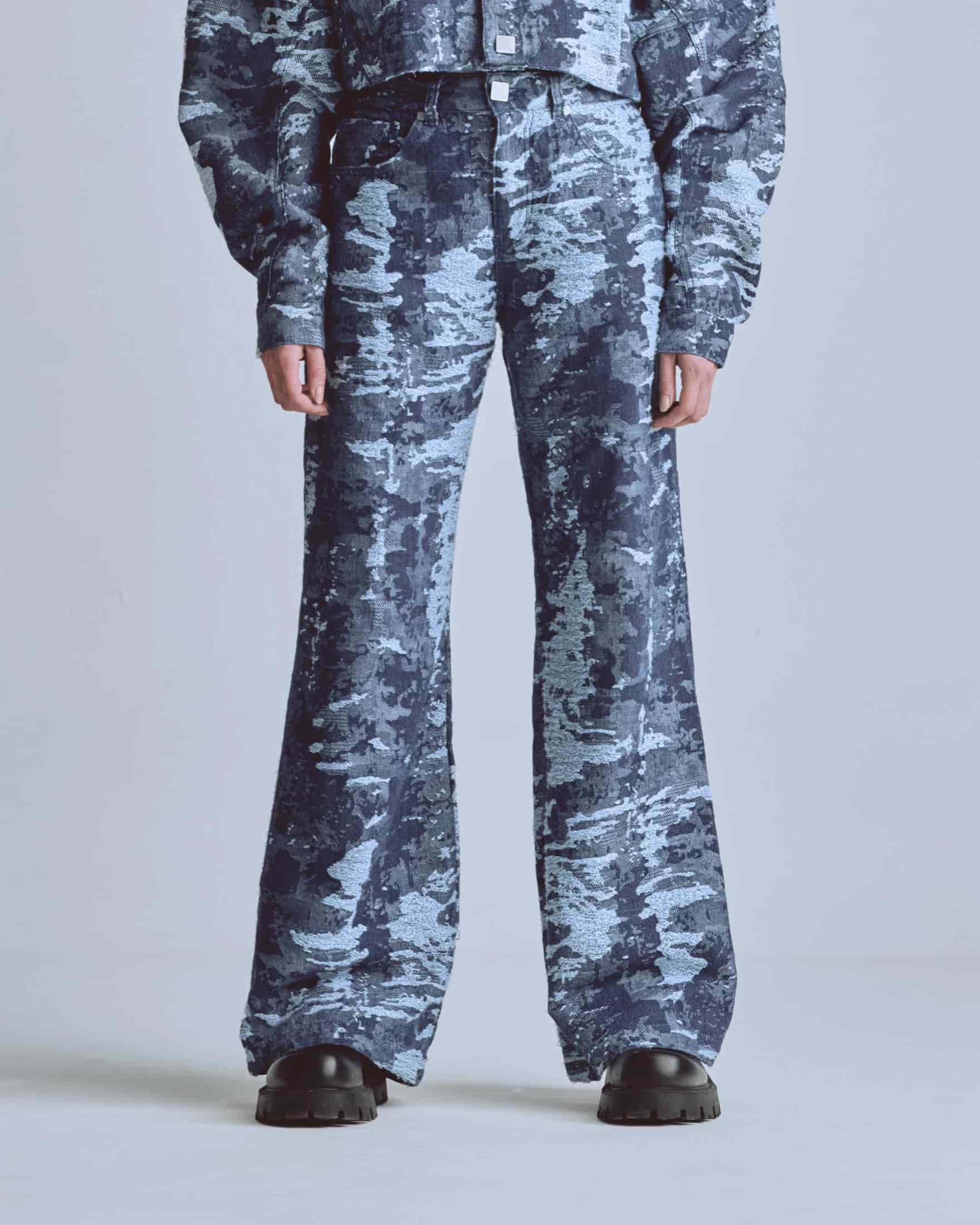 W Capsule Basic Jacquard Wide Jeans Cammo Blue - miniatura 2