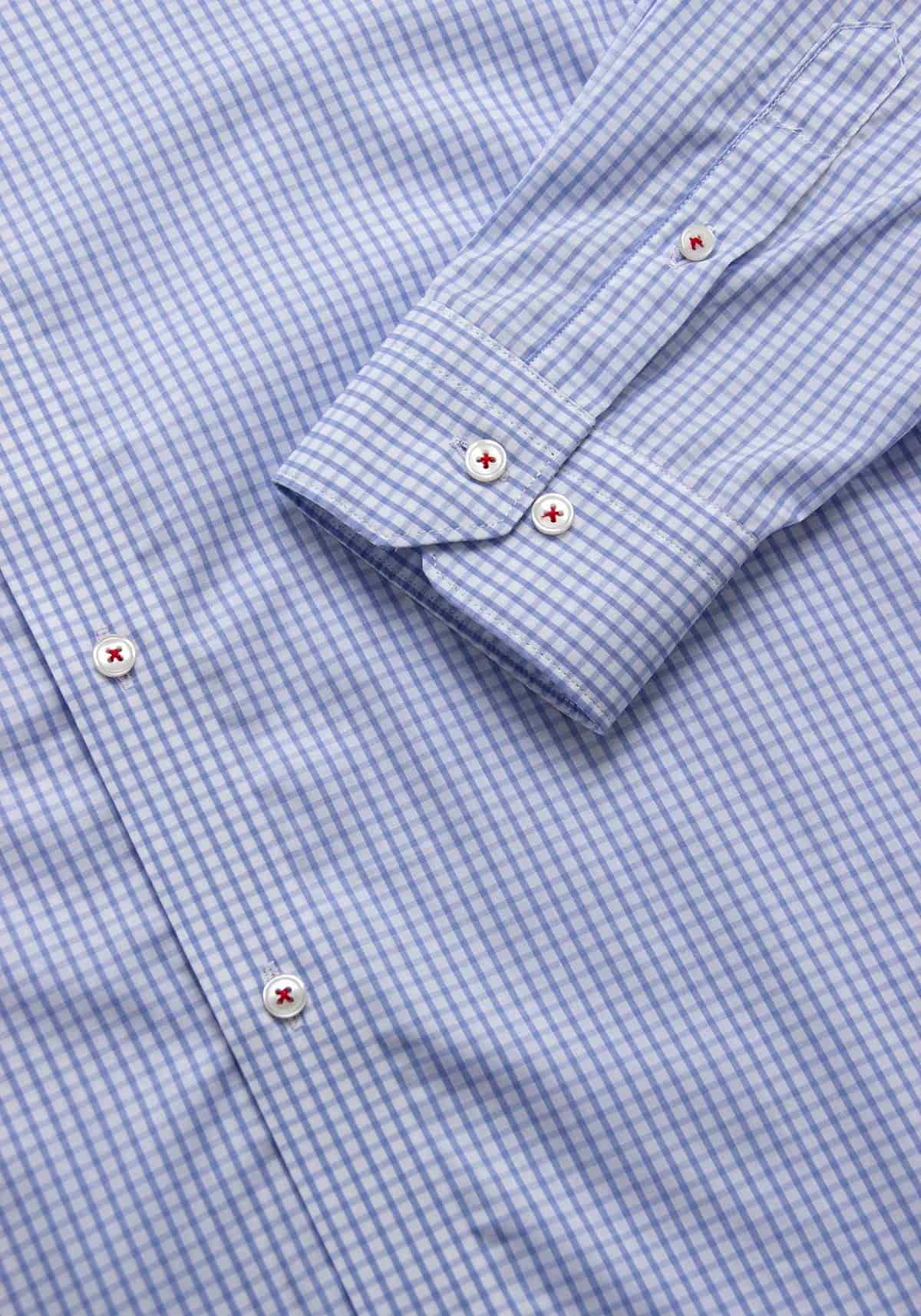 Camisa Popelín Cuadro Ventana Algodón Azul Claro - miniatura 3