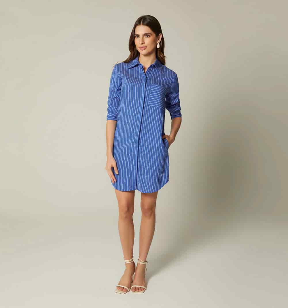 Vestido camisero manga 3/4 - miniatura 1