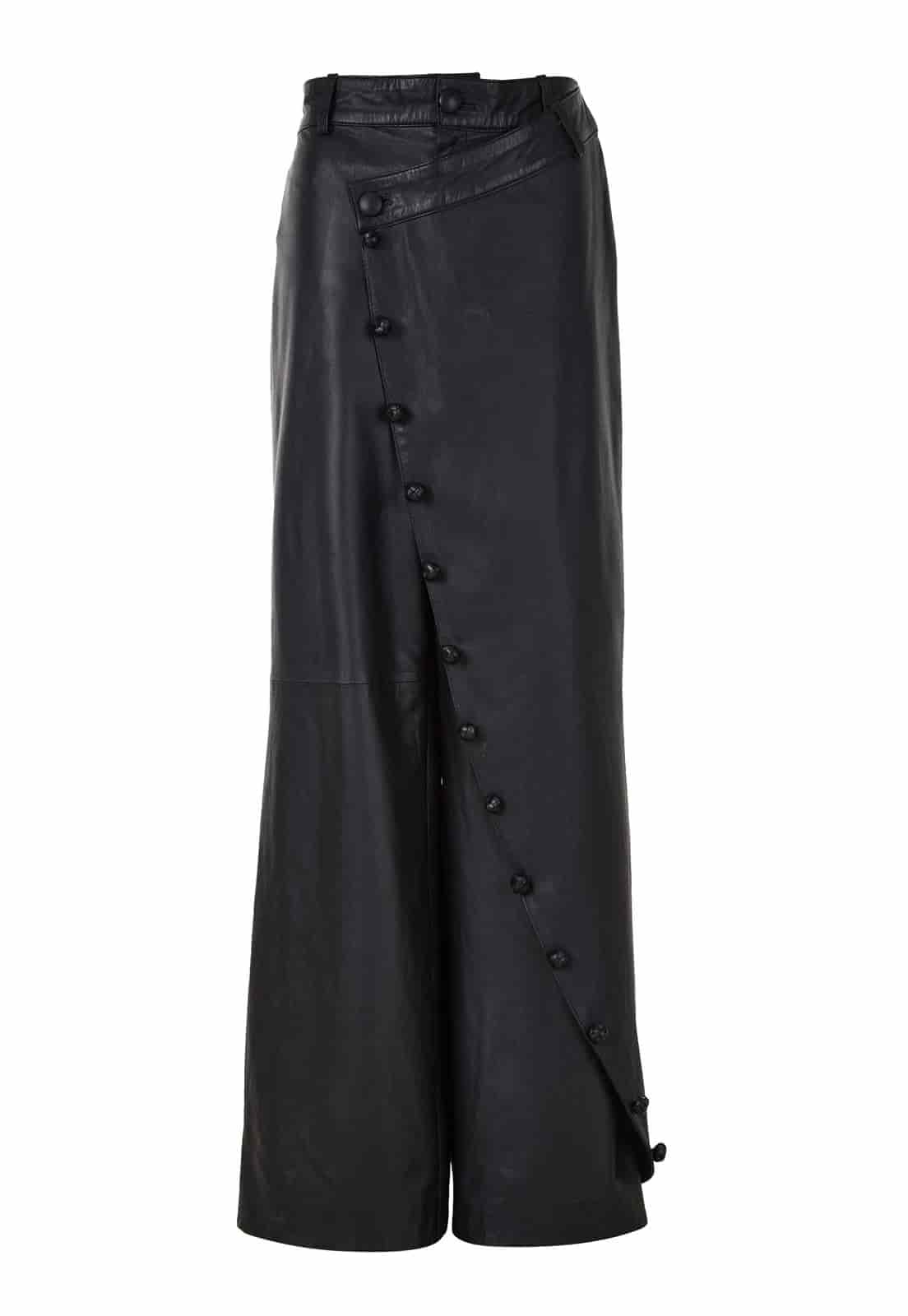 CROSSED LEATHER TROUSERS - miniatura 1