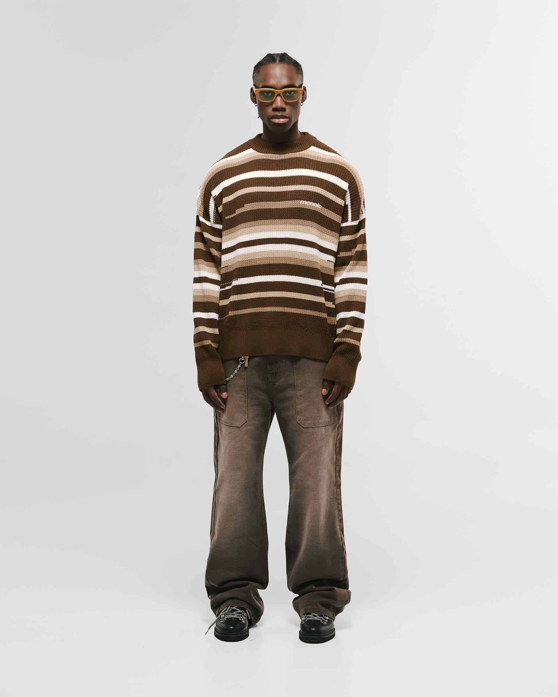 Striped Knitwear Sweater – Café, Crema y Beige - miniatura 5
