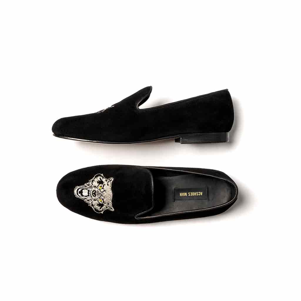 Slippers gamuza negra bordado oso plata - miniatura 2