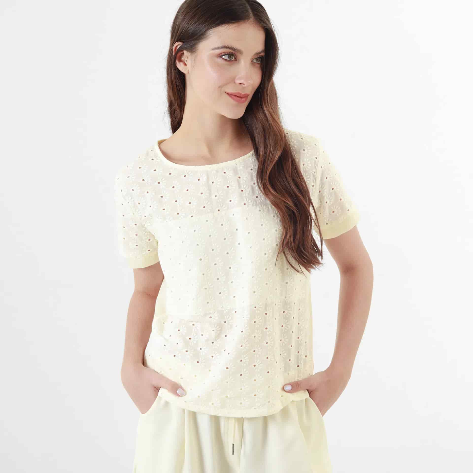 Blusa Cuello Redondo Manga Corta - miniatura 1