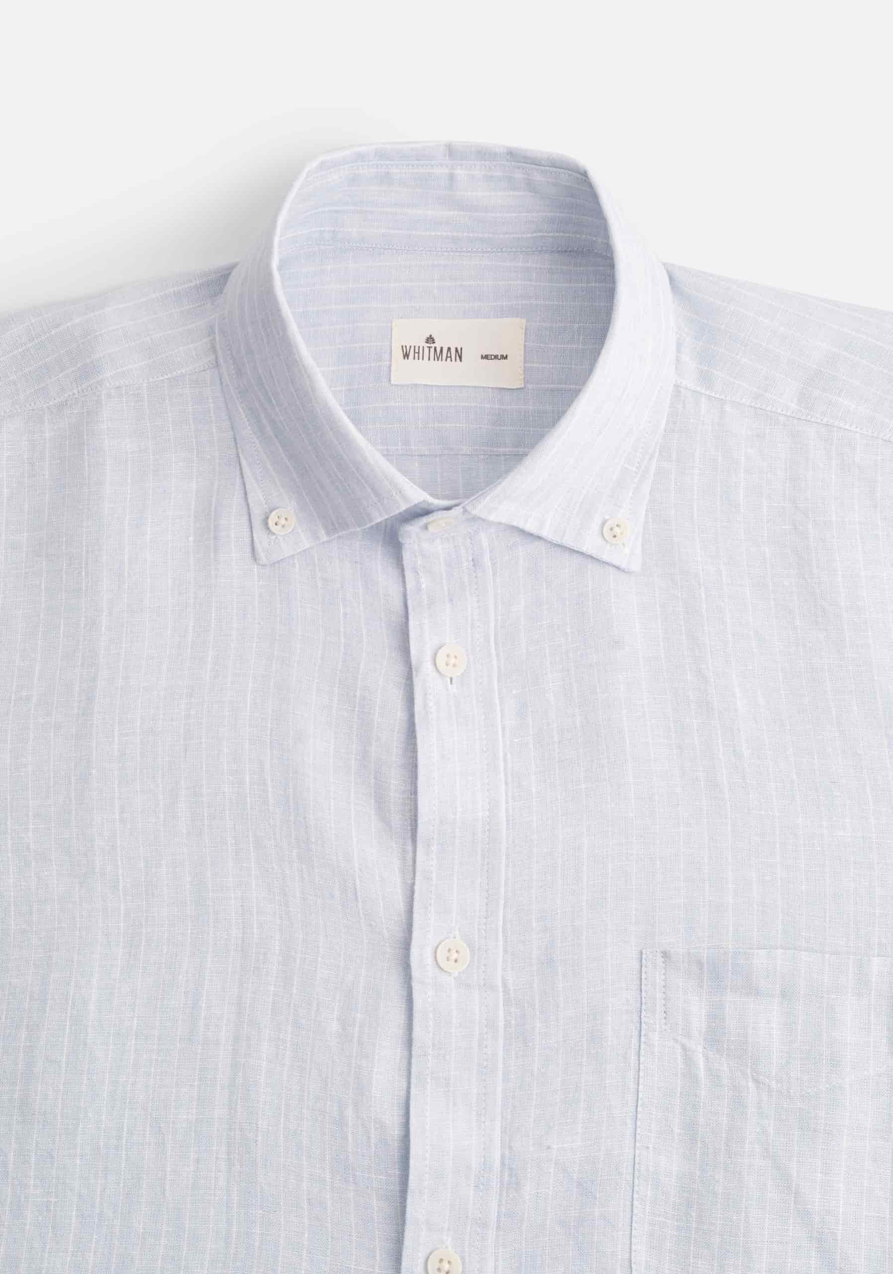 Camisa H CBD Lino Rayas Med Bols Gris Claro - Blanco - miniatura 2