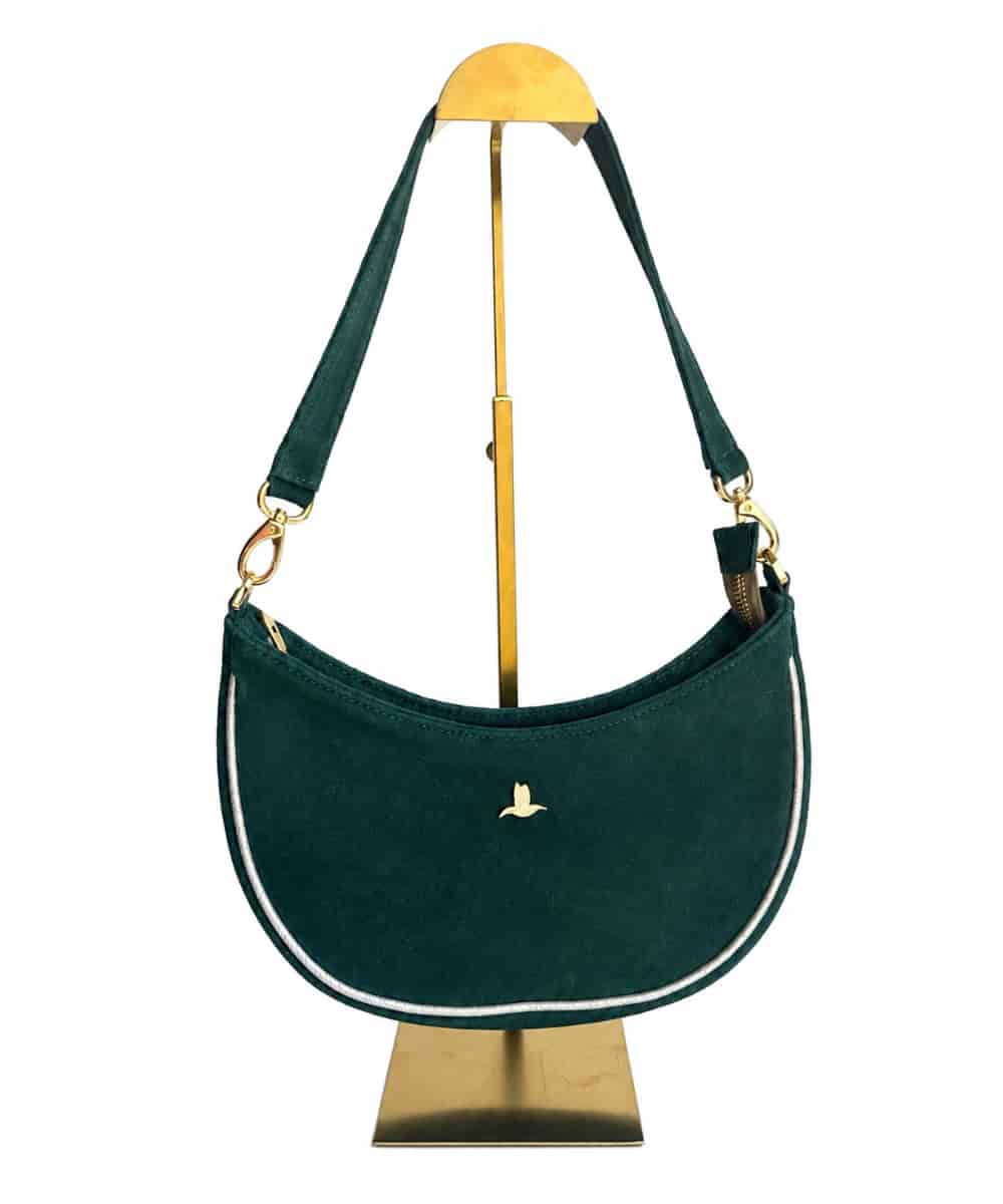 Bolso Hobo Verde Esmeralda en Cuero Ante - miniatura 4