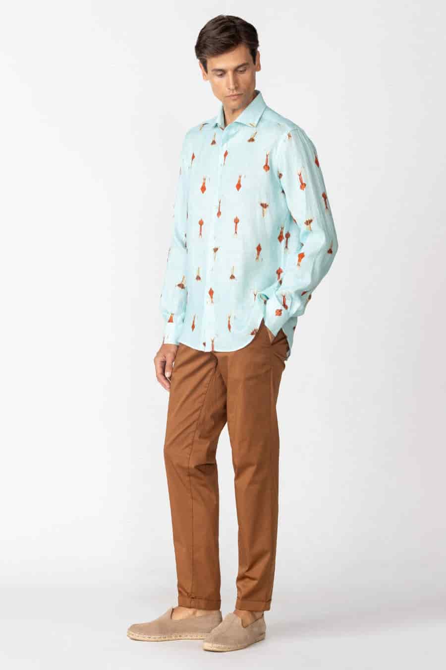 Men's linen shirt sky blue verne - miniatura 2