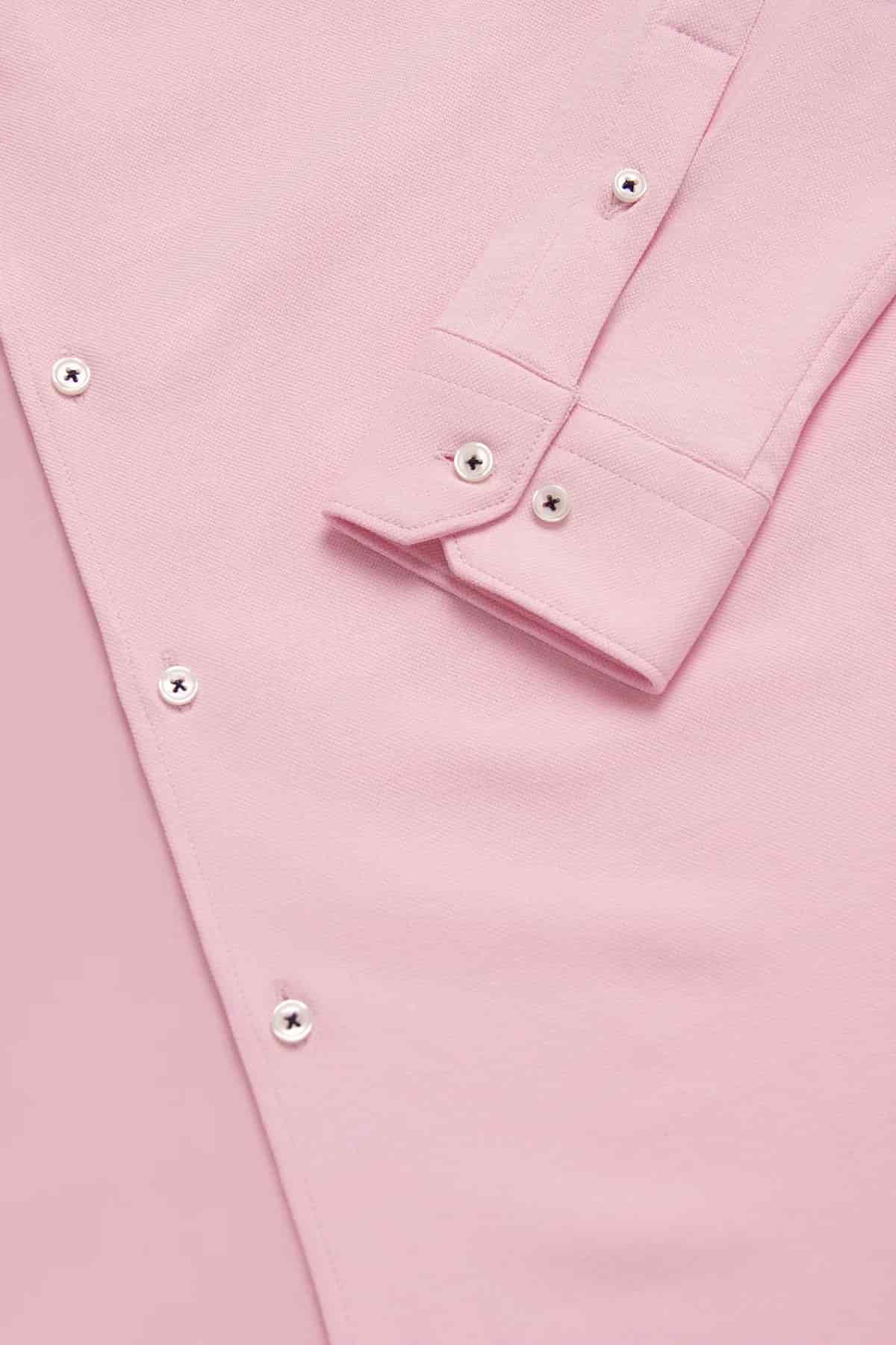 Camisa Piqué Botón Contraste Algodón Rosa Bebé - miniatura 3