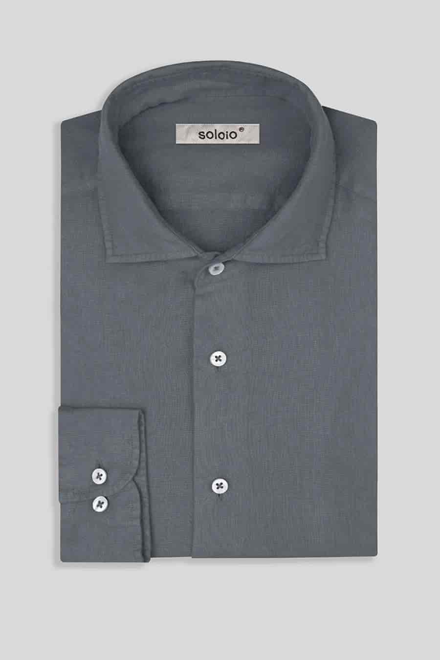Men's linen shirt smoke basic - miniatura 3