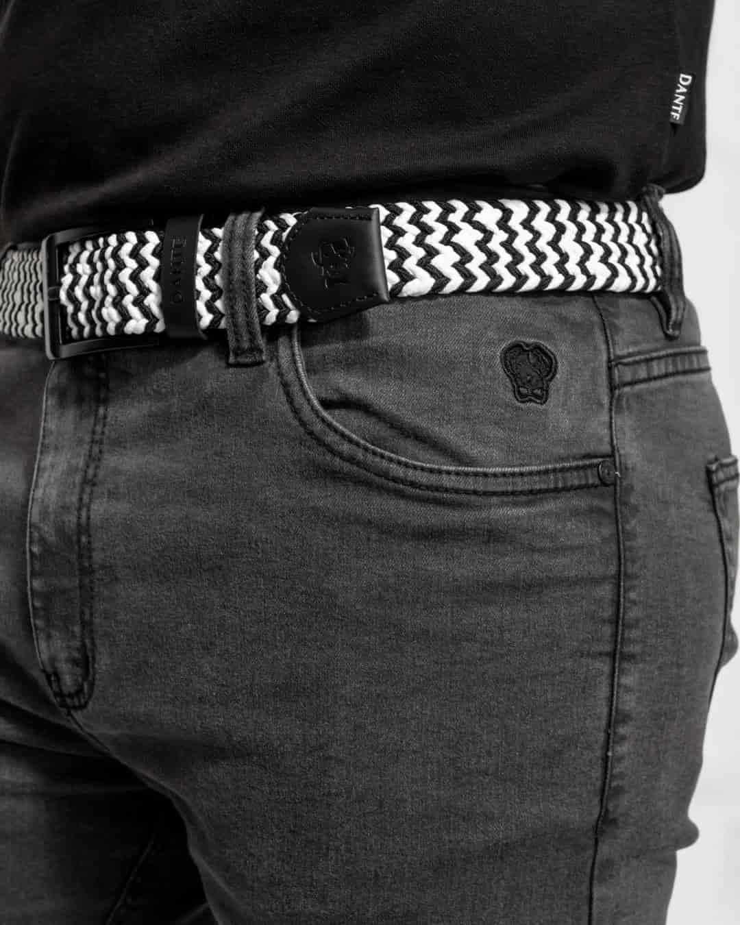Cinturon Elastico Blanco con Negro - miniatura 3