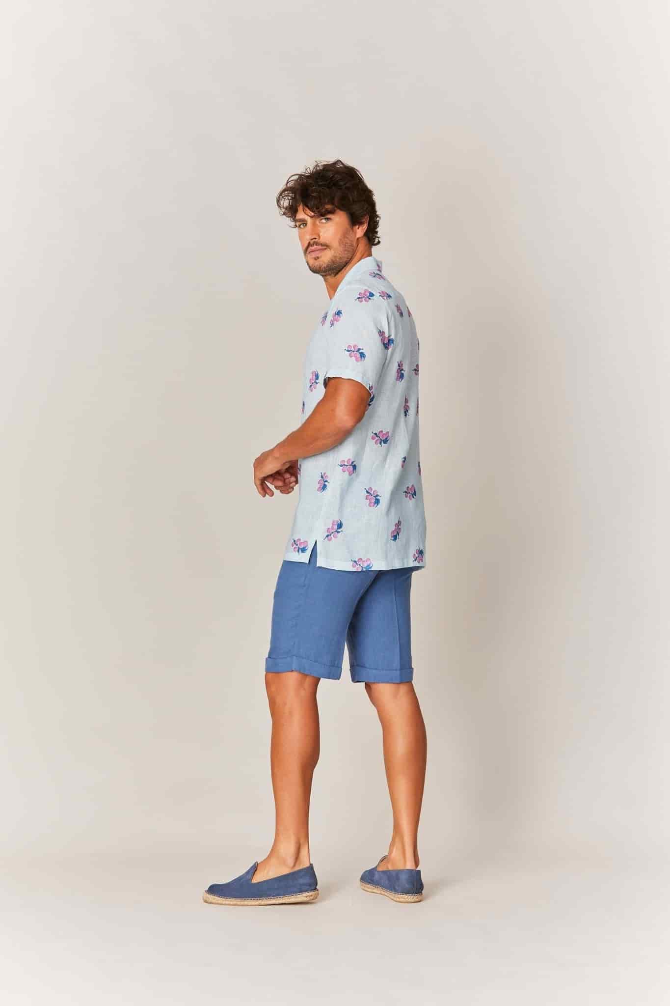 Men's linen shirt pink arezzo - miniatura 5