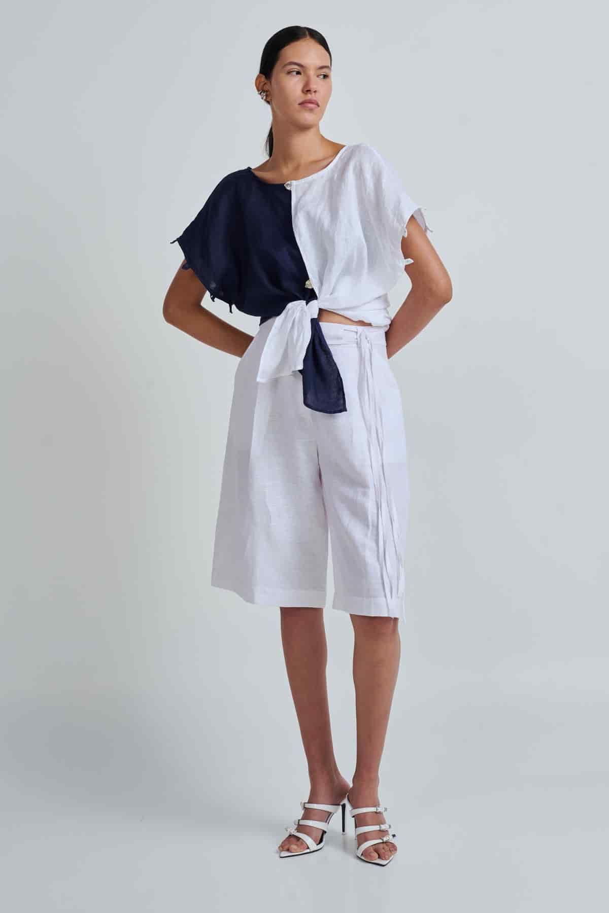 EMI TOP WHITE/NAVY/NATURAL - miniatura 2