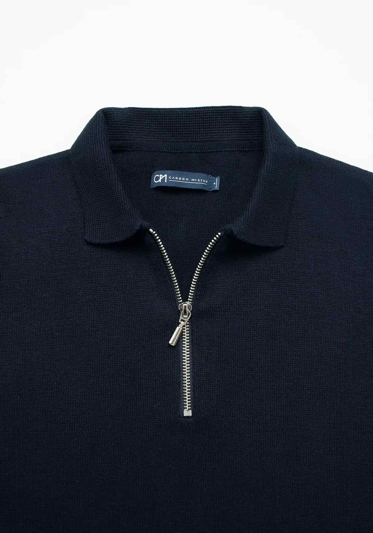 Saco Camisero Half Zip Algodón Azul Oscuro - miniatura 2