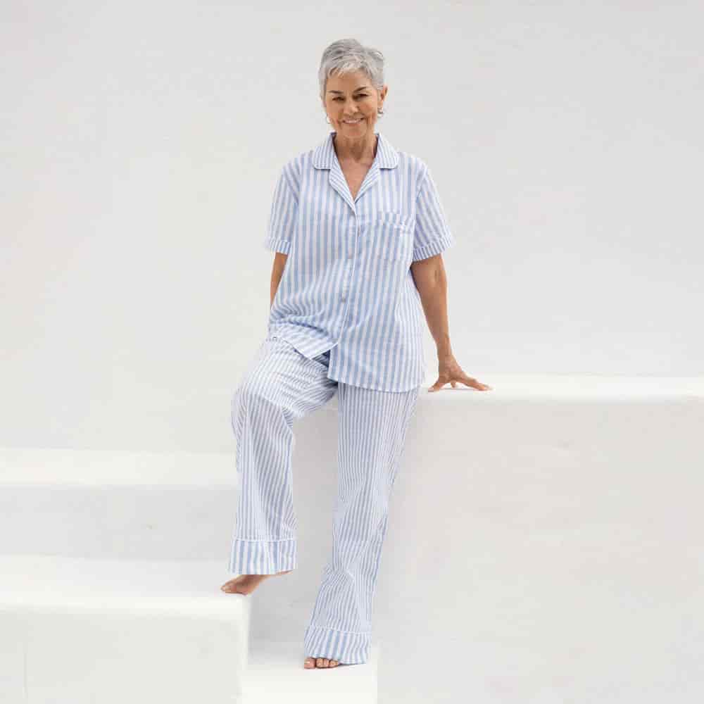 Conjunto de Pijama Pantalón Largo Rayas Azules. - miniatura 1