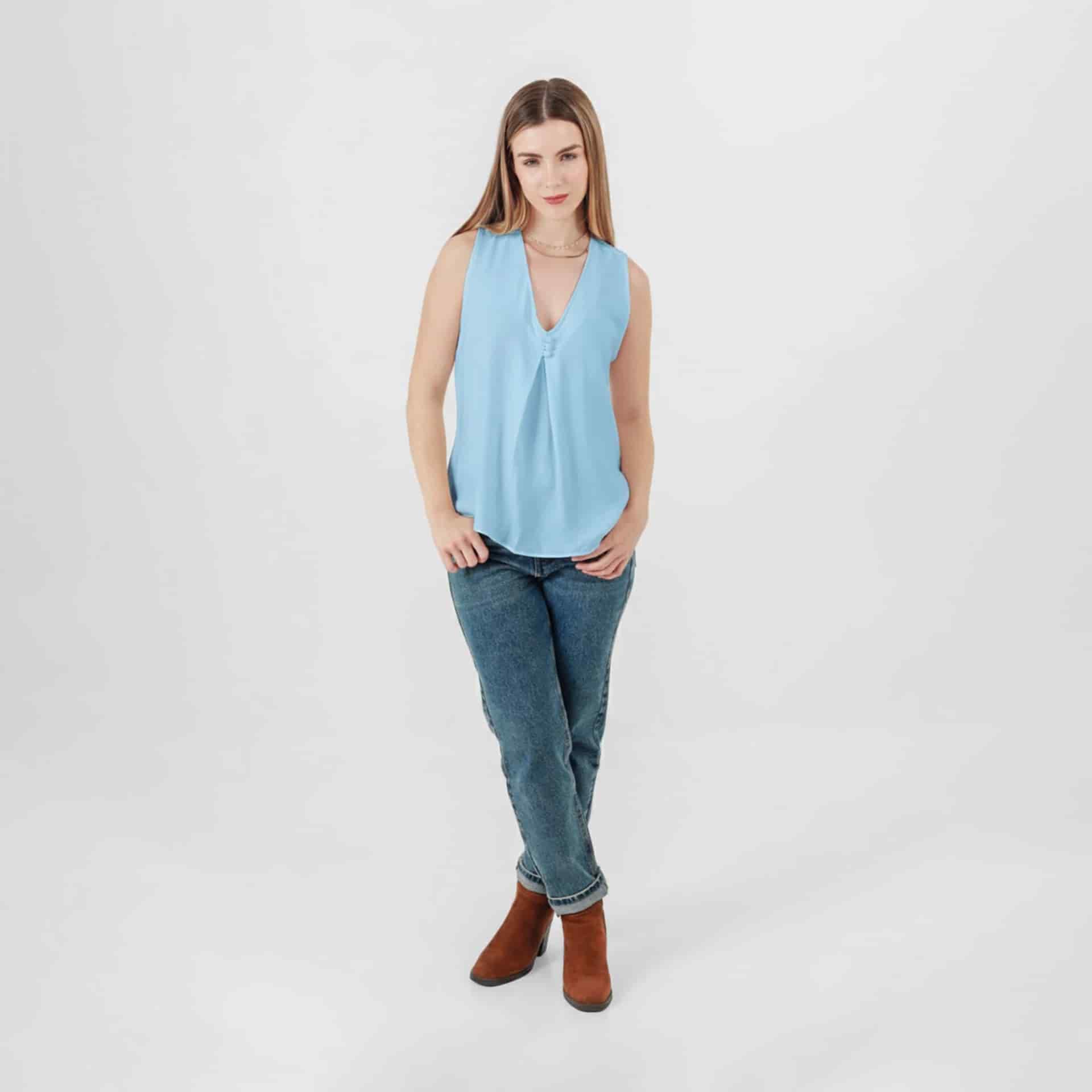 Blusa Cuello V Manga Sisa - miniatura 9