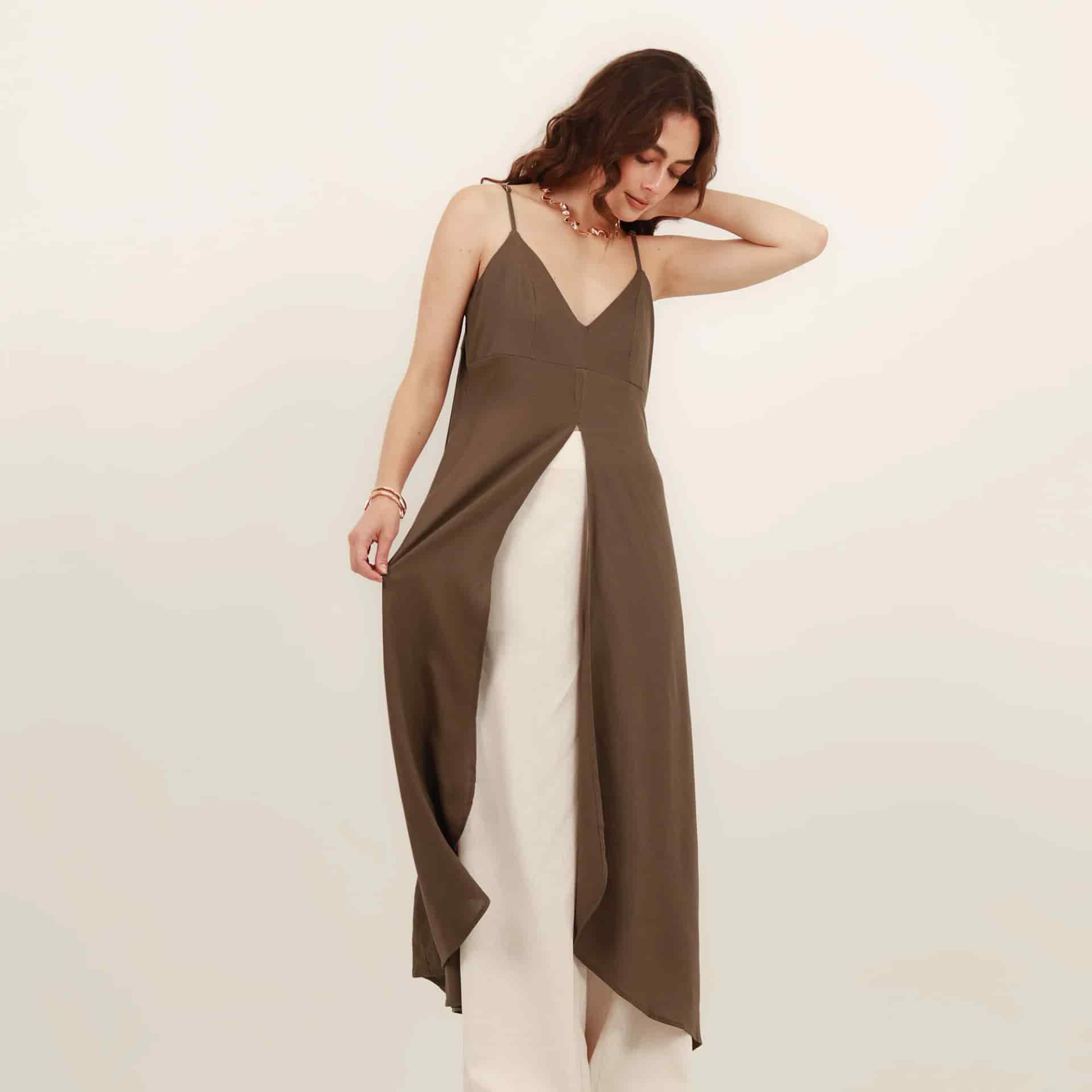 Vestido  Sobretodo Cuello V Manga Sisa - miniatura 1