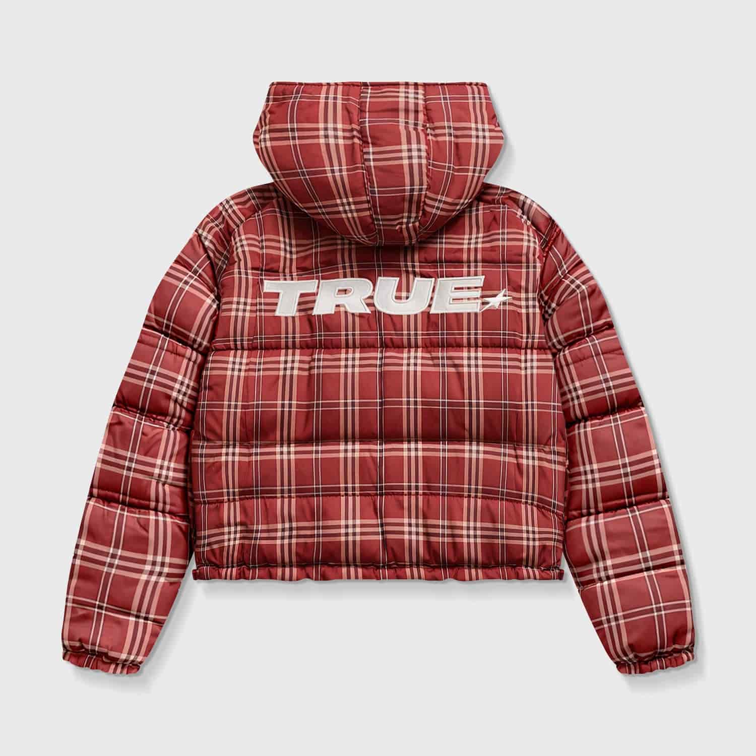 Intuition Plaid Puffer Jacket - Burgundy - miniatura 10