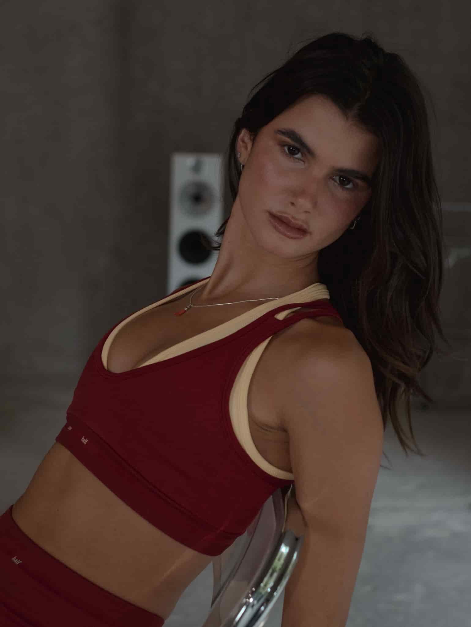 TWIST BACK LINES SEAMLESS TOP - RED UNDERTONE - miniatura 5
