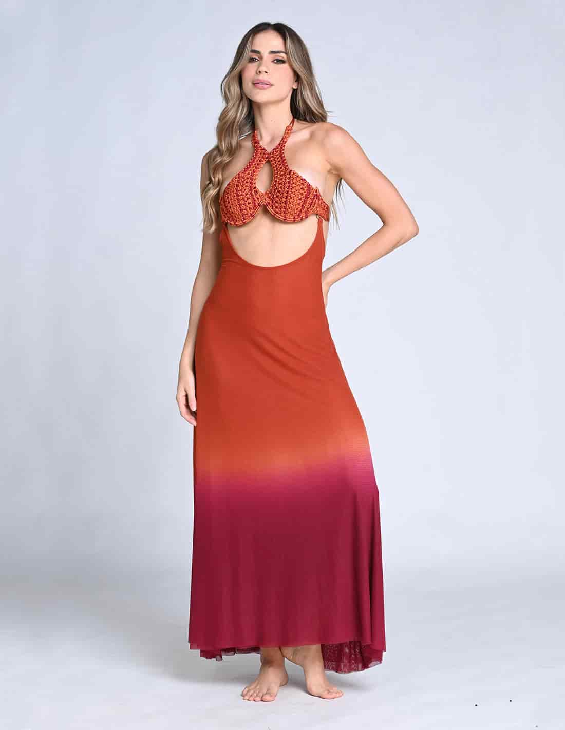 Falda Sairi Burgundy + Ochre - miniatura 1