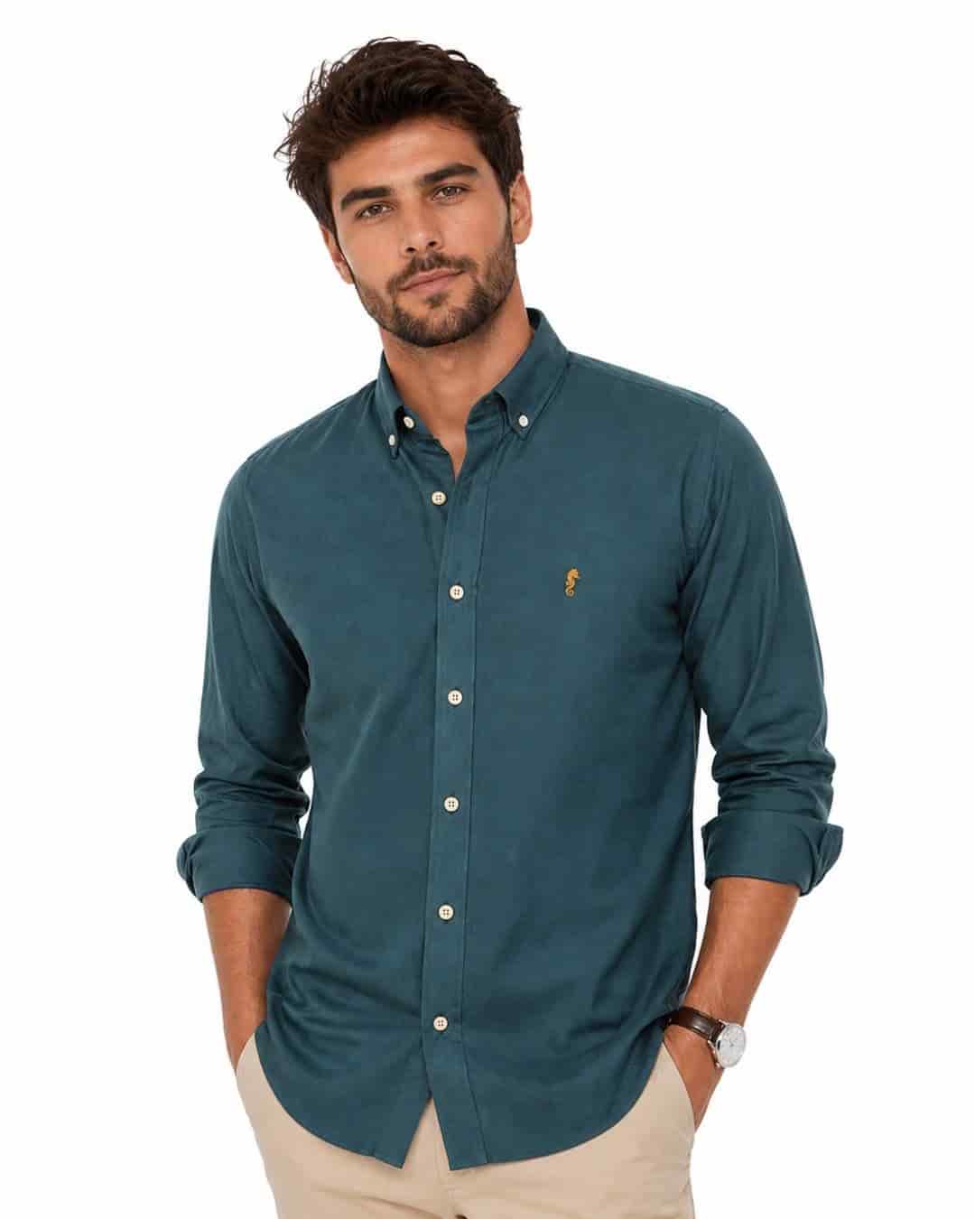 Camisa Manga Larga Oxford Premium Verde Oscuro - miniatura 3