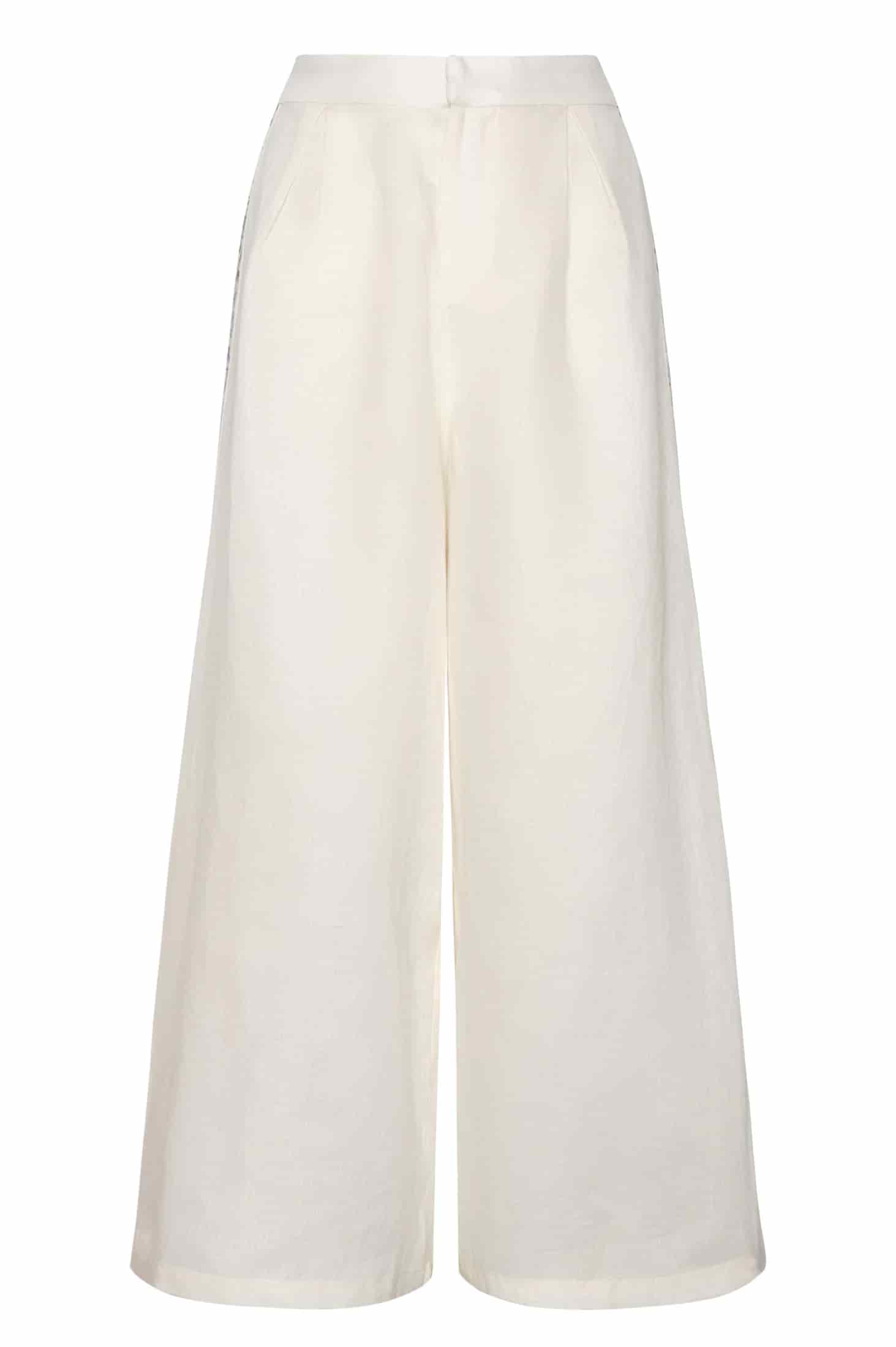 Jared Linen Capri Pants / Ivory Blue Horseshoes - miniatura 1
