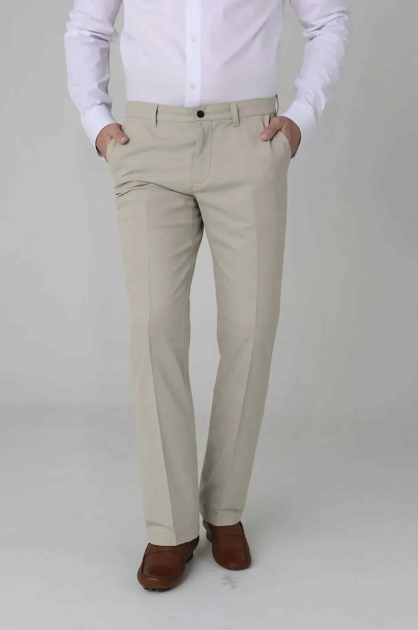 Pantalón Clásico Beige en Lino y Algodón - miniatura 1