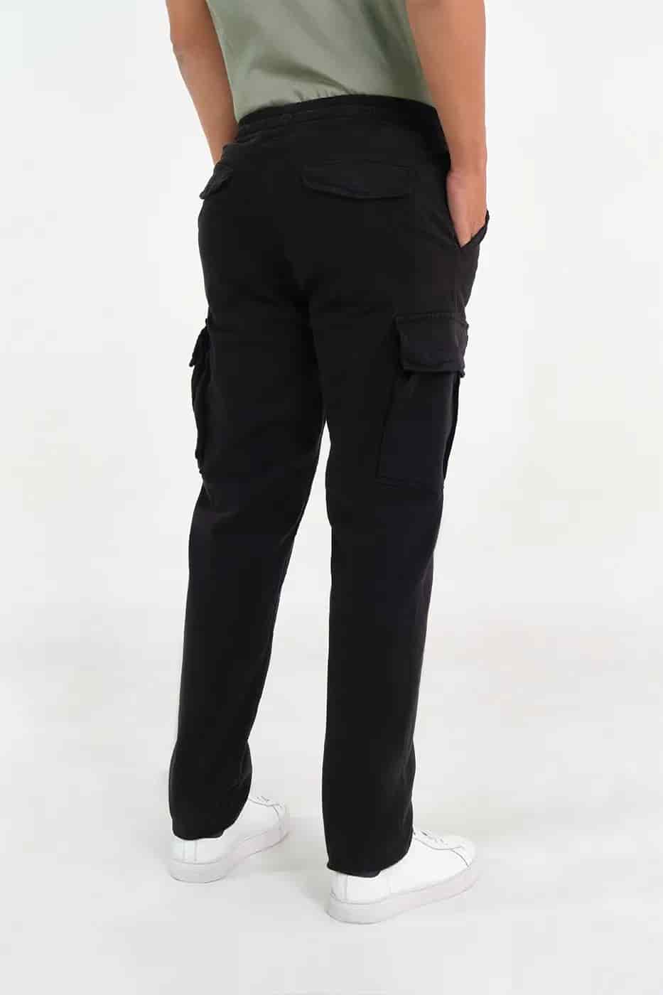 Pantalón Cargo Slim Fit Mezcla Algodón Negro - miniatura 3