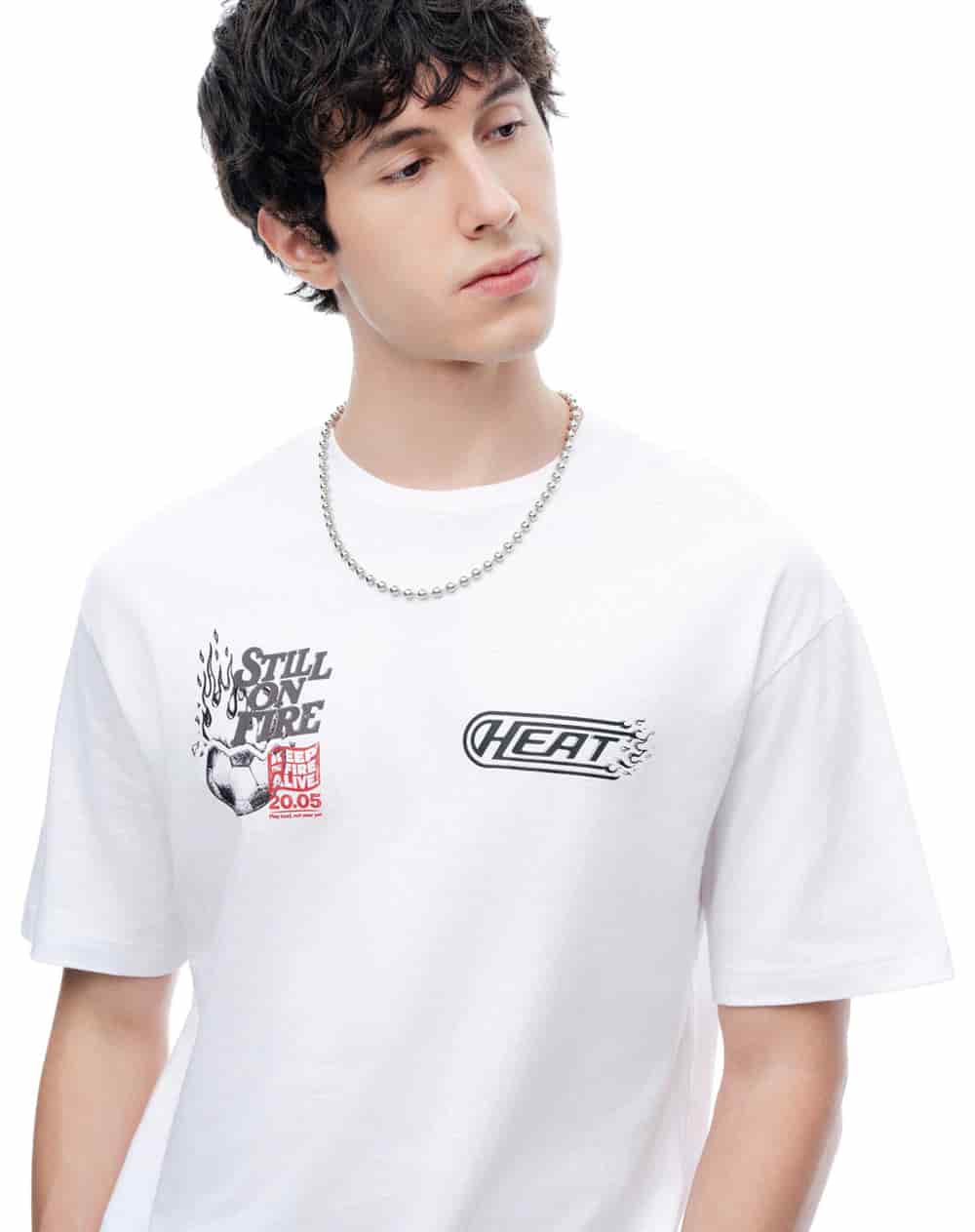 Camiseta manga corta regular estampado blanco hombre - miniatura 1