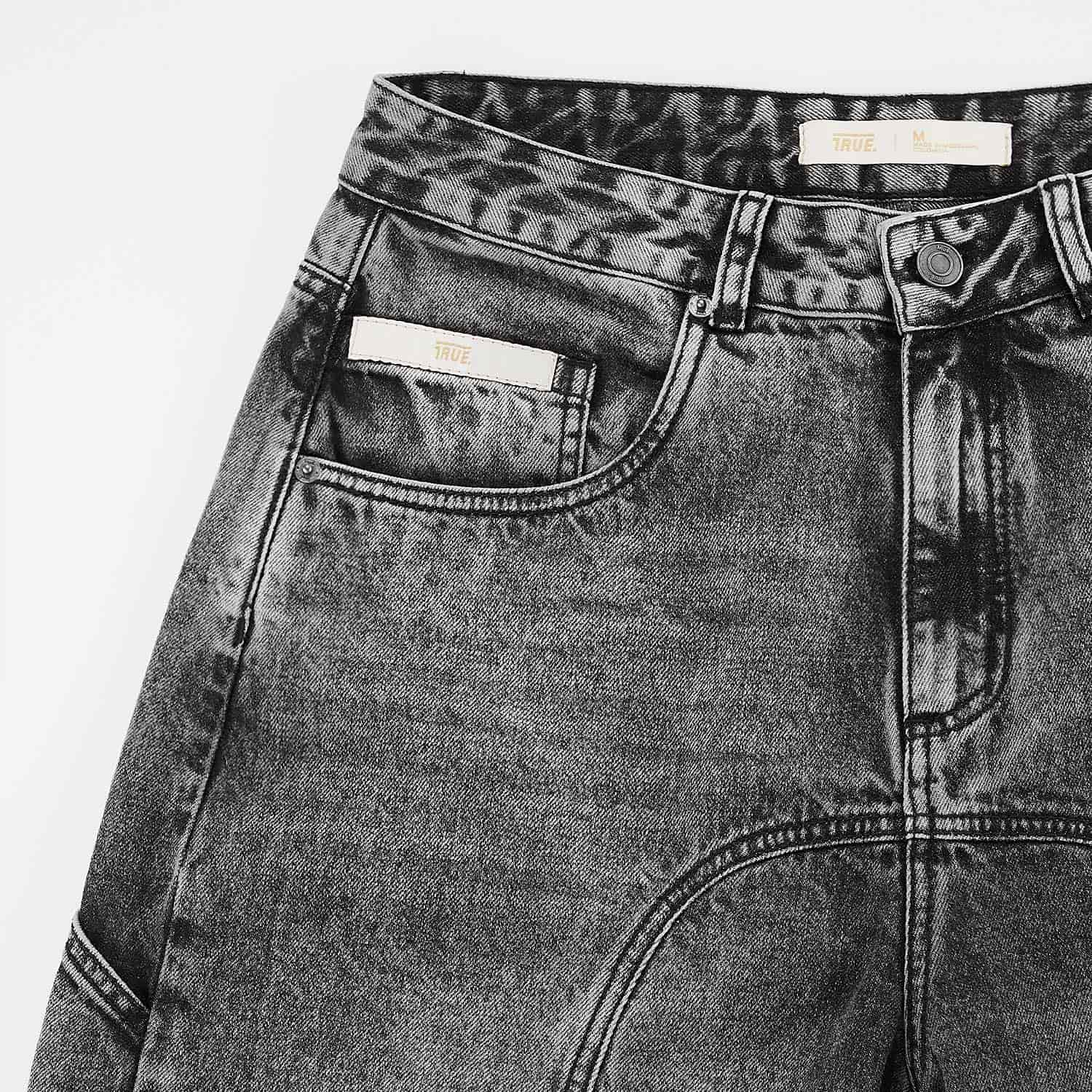 Slashed Denim Jorts - Black - miniatura 6