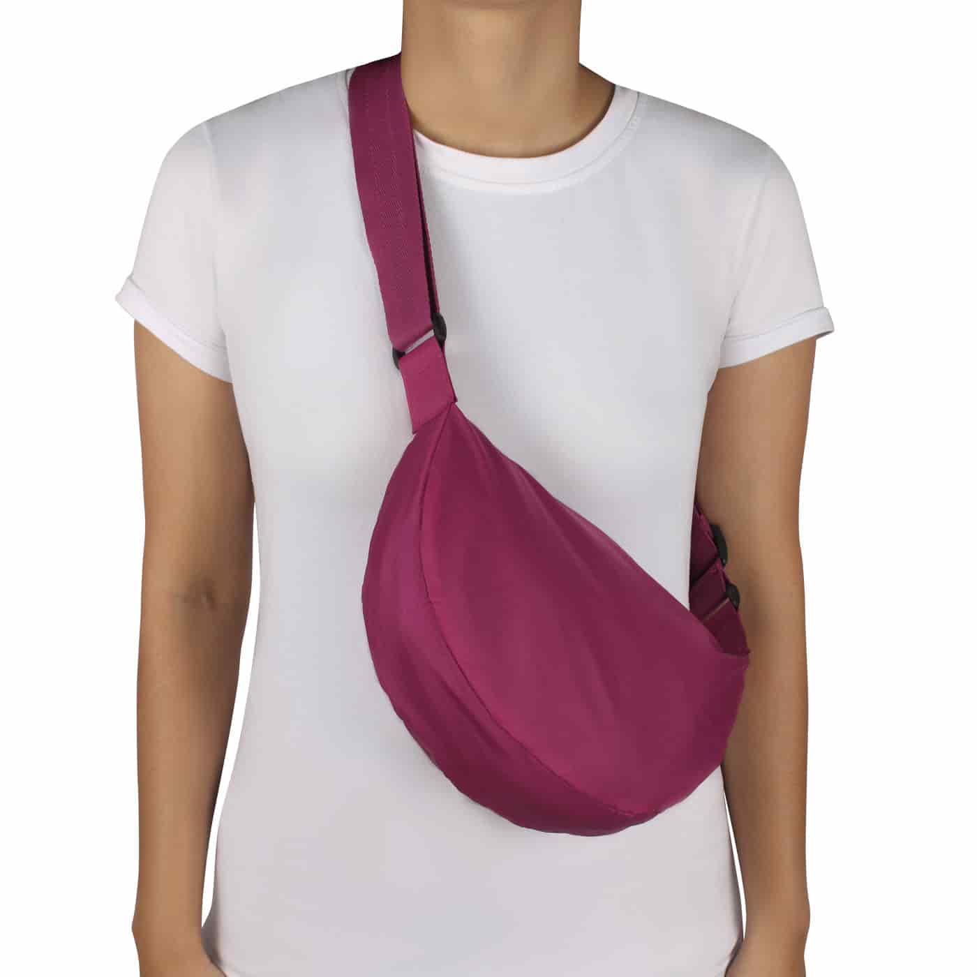 Bolso City Pequeño Manos Libres Plegable Color Fucsia - miniatura 2