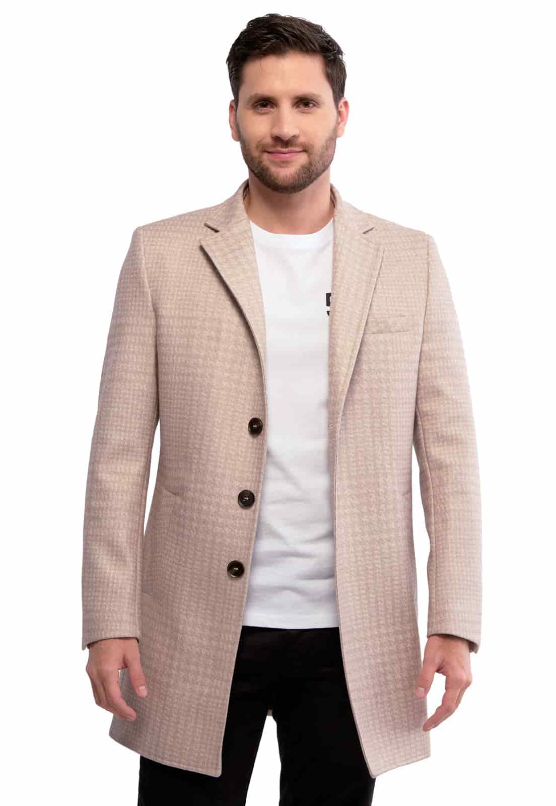 Abrigo estampado camel a cuadros - miniatura 1