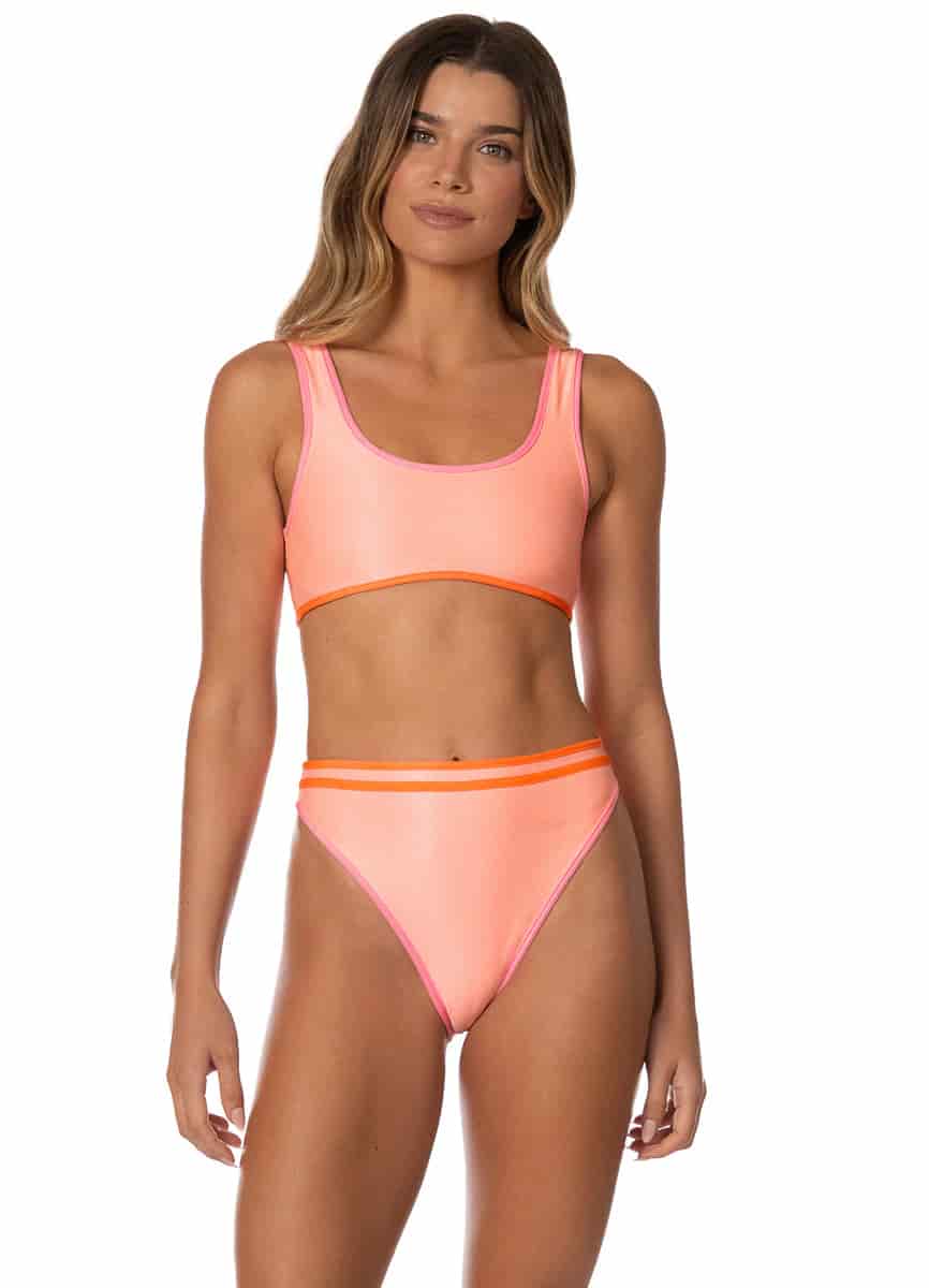 Maaji Peach Coral Elite High Rise Classic Bikini Bottom - miniatura 4