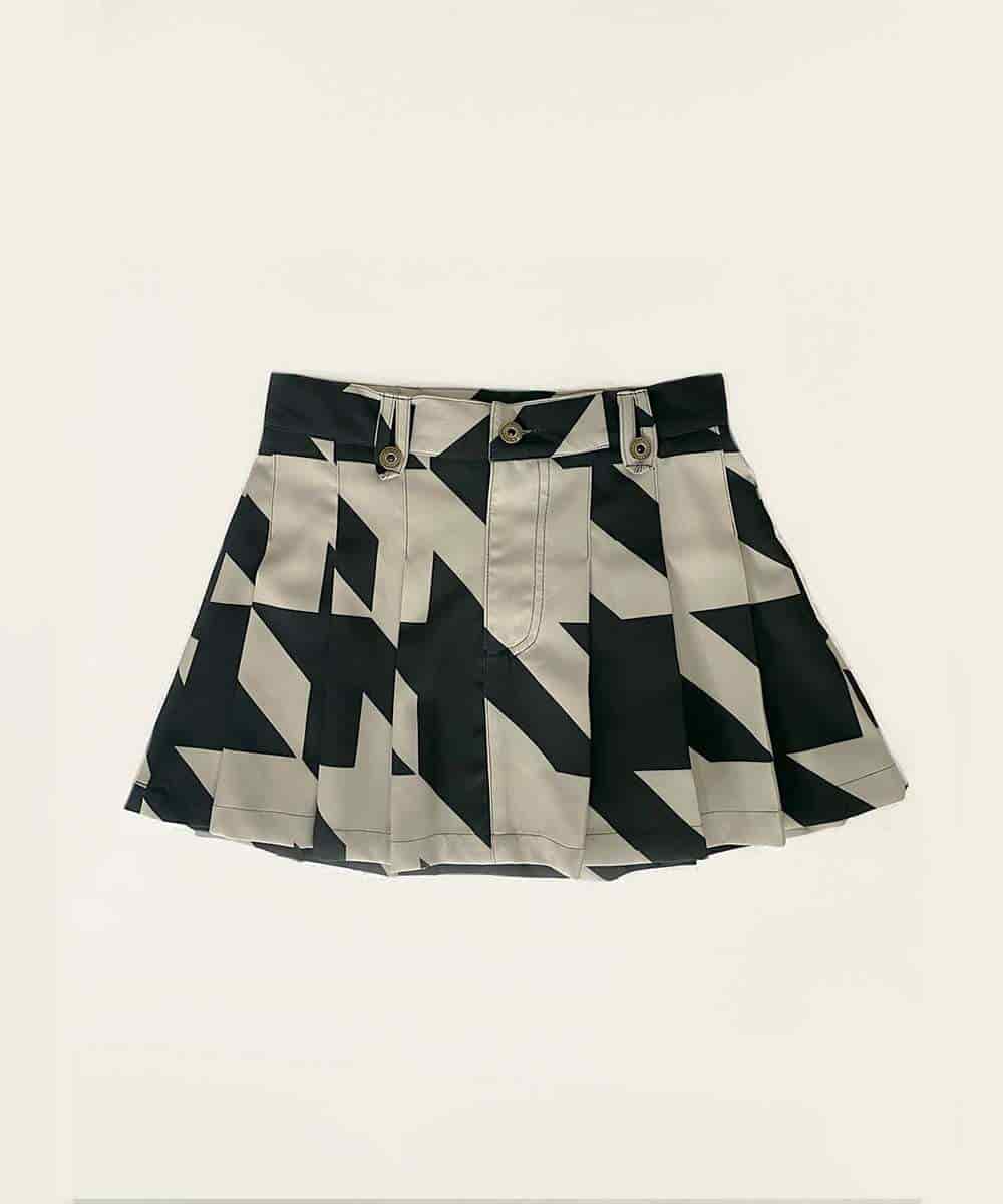 Pleated Mini Skirt in Original Houndstooth - miniatura 3