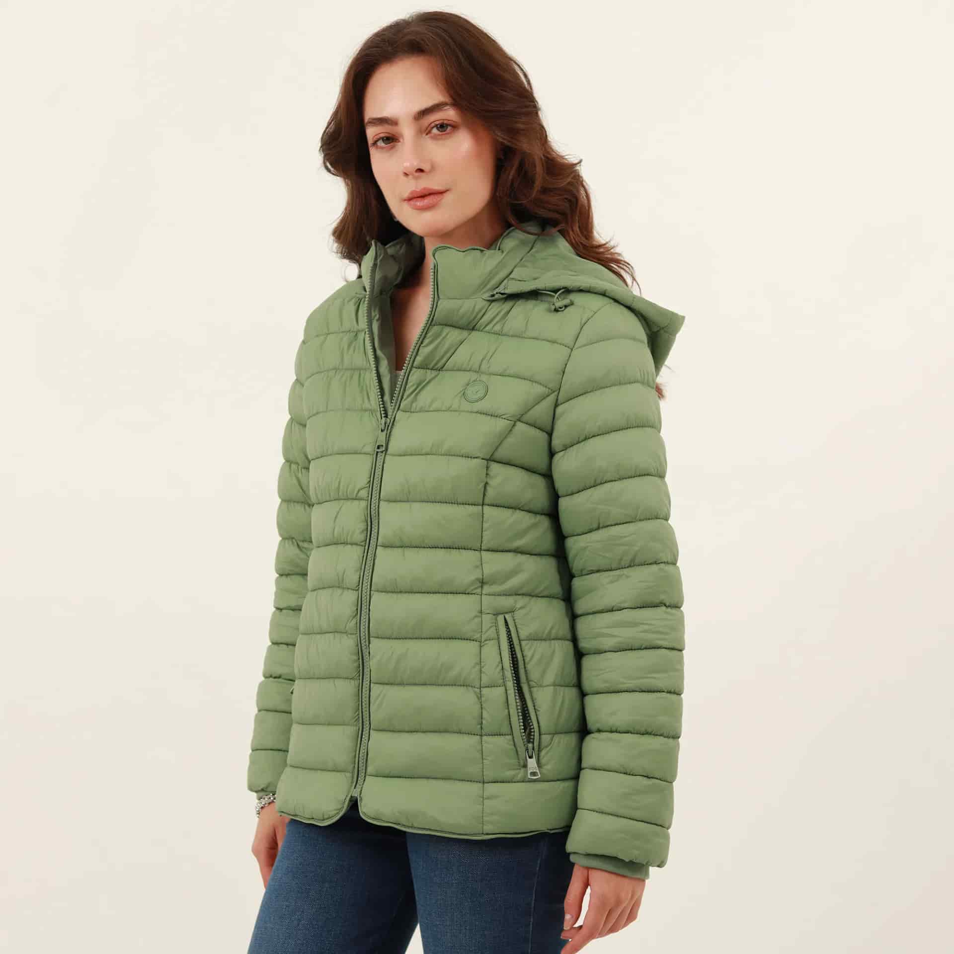 Chaqueta acolchada básica cuello alto con capucha - miniatura 20