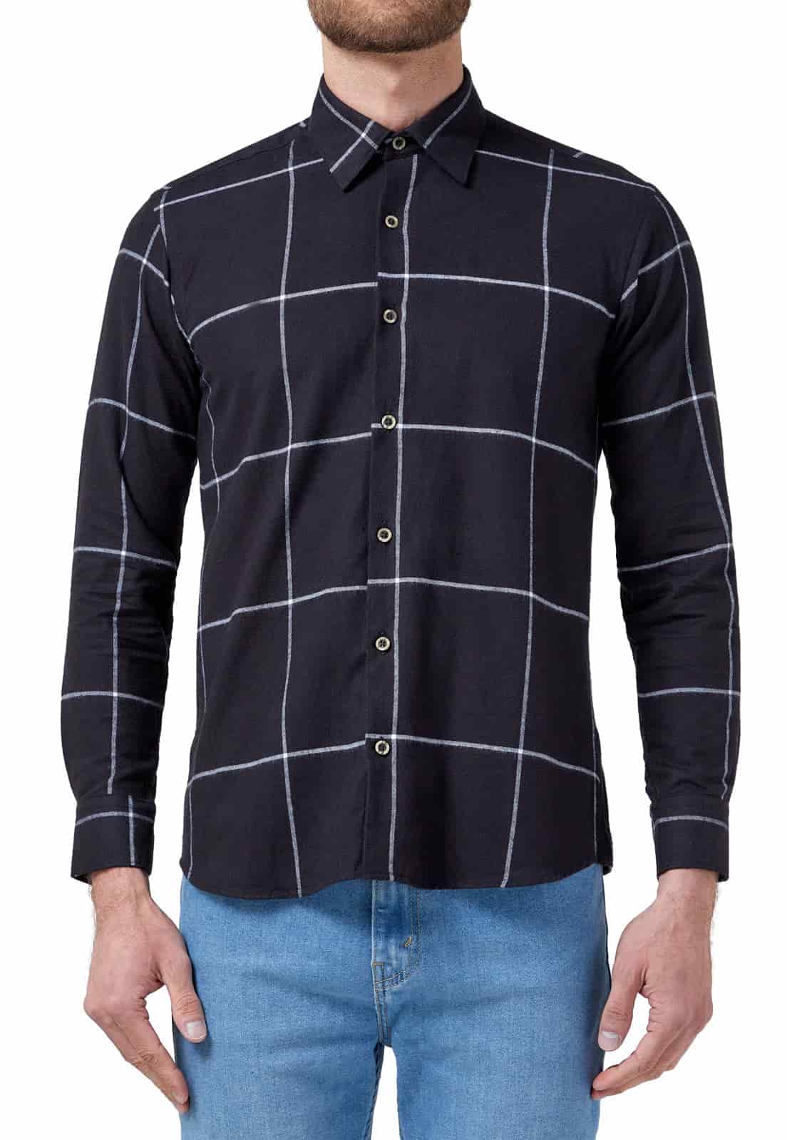 Camisa en Algodón negro con rayas blancas - miniatura 3