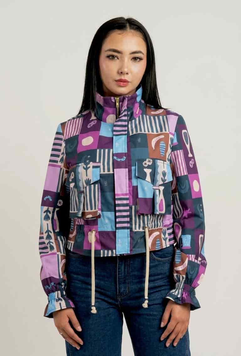 Chaqueta corta estampada morado - miniatura 1